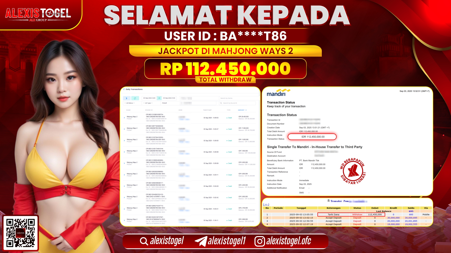 ALEXISTOGEL di SLOT MAHJONG WAYS 2 RP.112.450.000 LUNAS