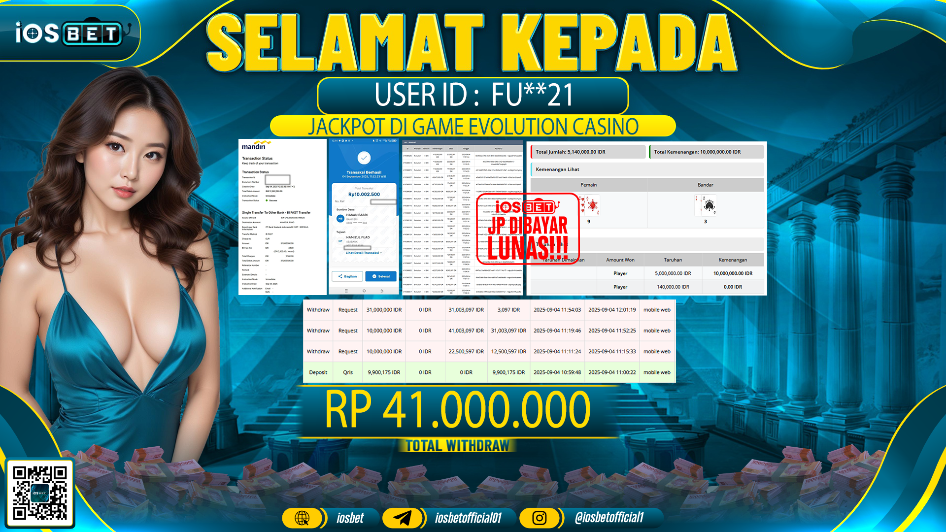 Bukti Pembayaran LUNAS LIVE GAME GACOR  Rp.41.000.000