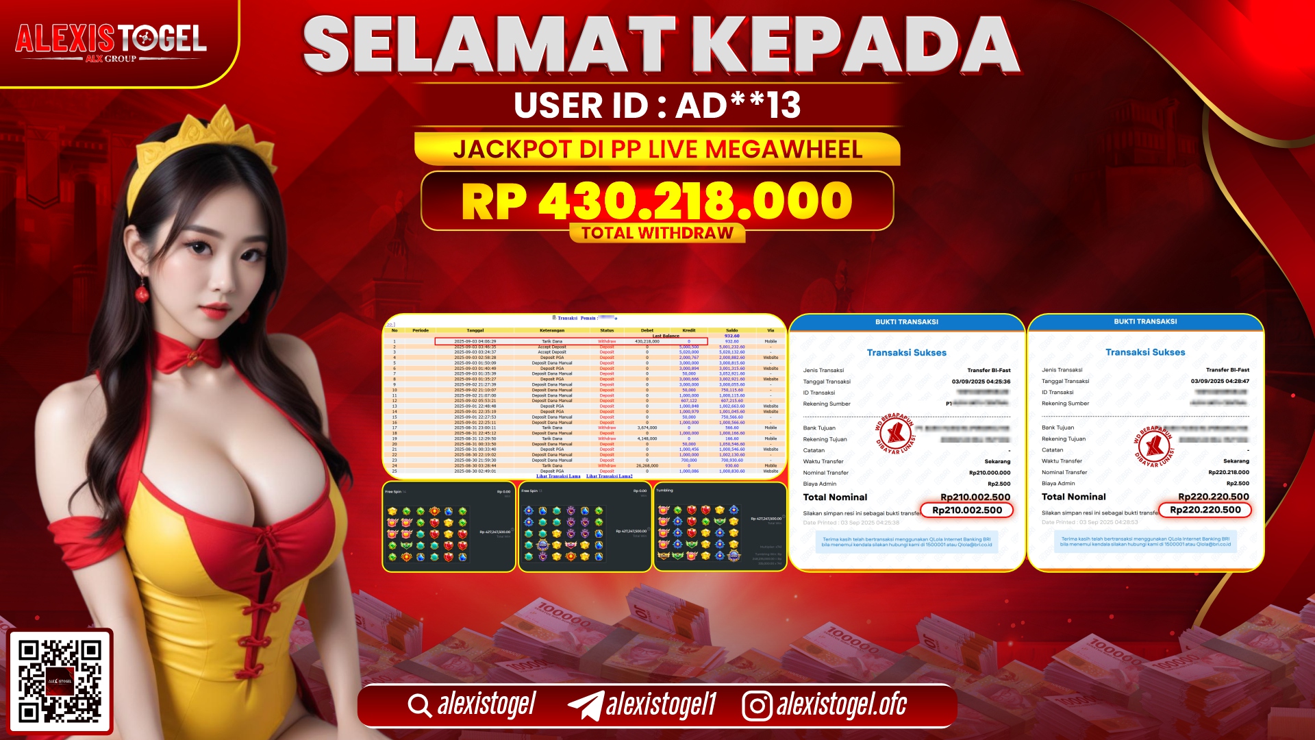 ALEXISTOGEL di PP LIVE MEGAWHEEL RP.430.218.000 LUNAS