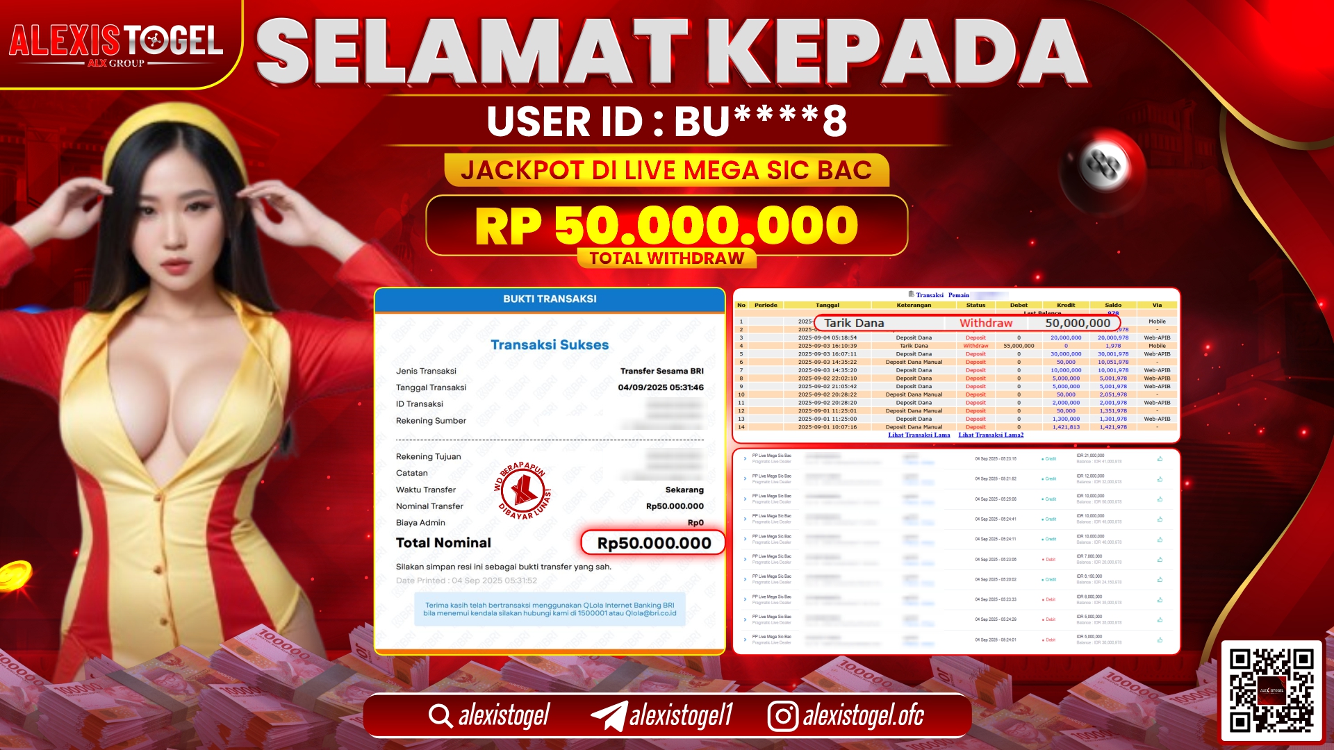 ALEXISTOGEL di LIVE MEGA SIC BAC RP.50.000.000 LUNAS