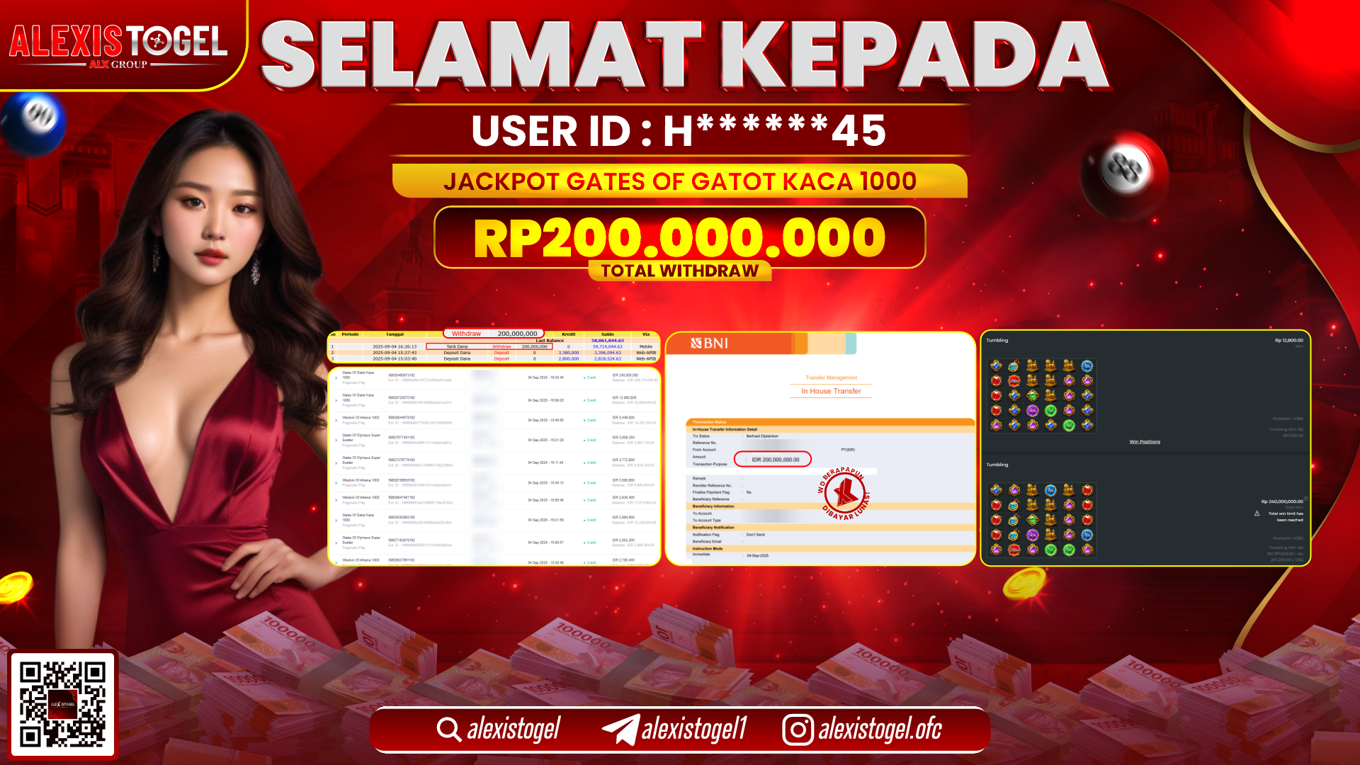 ALEXISTOGEL di SLOT GATES OF GATOT KACA 1000 RP.200.000.000 LUNAS