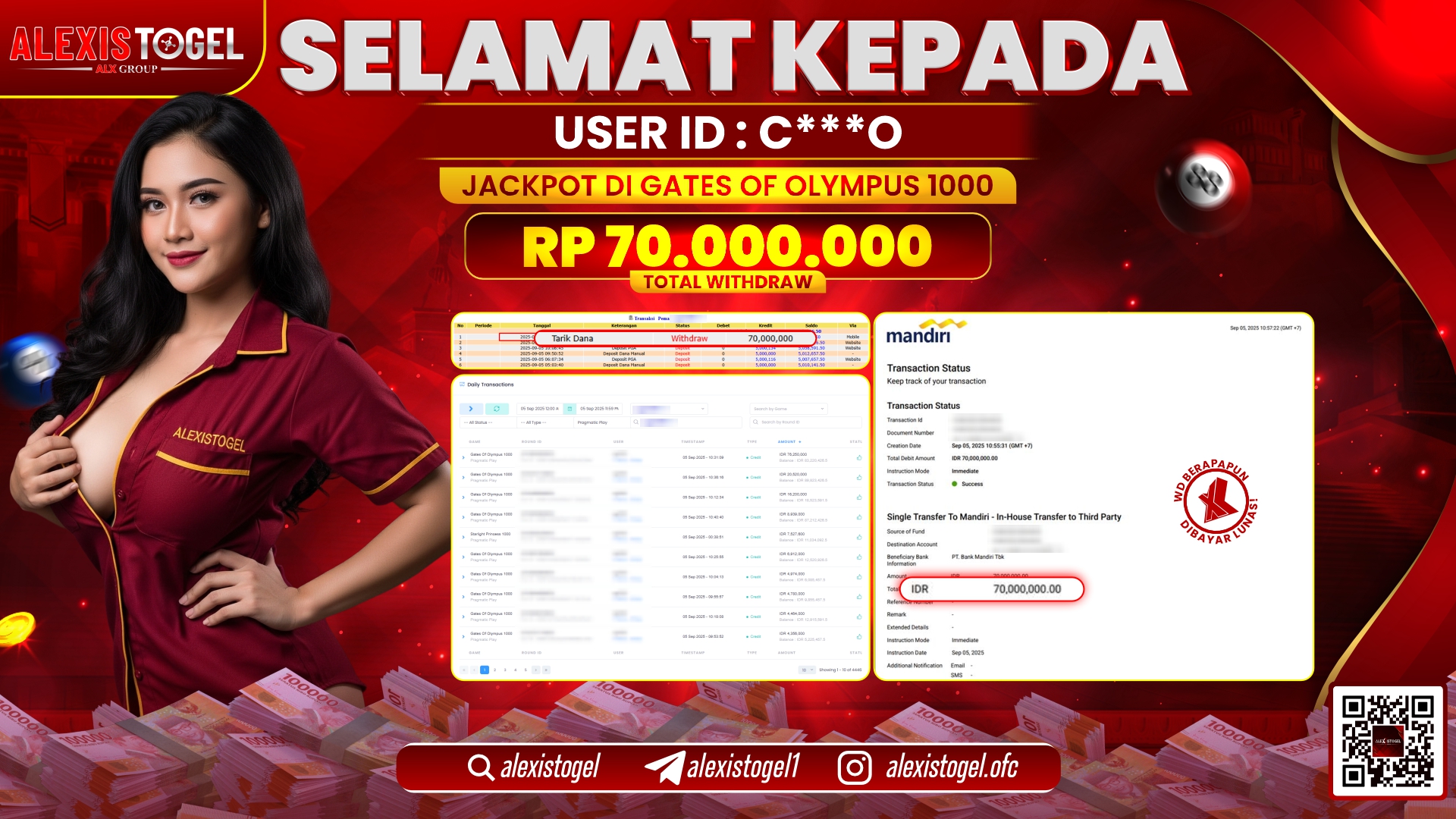 ALEXISTOGEL di SLOT GATES OF OLYMPUS RP.70.000.000 LUNAS