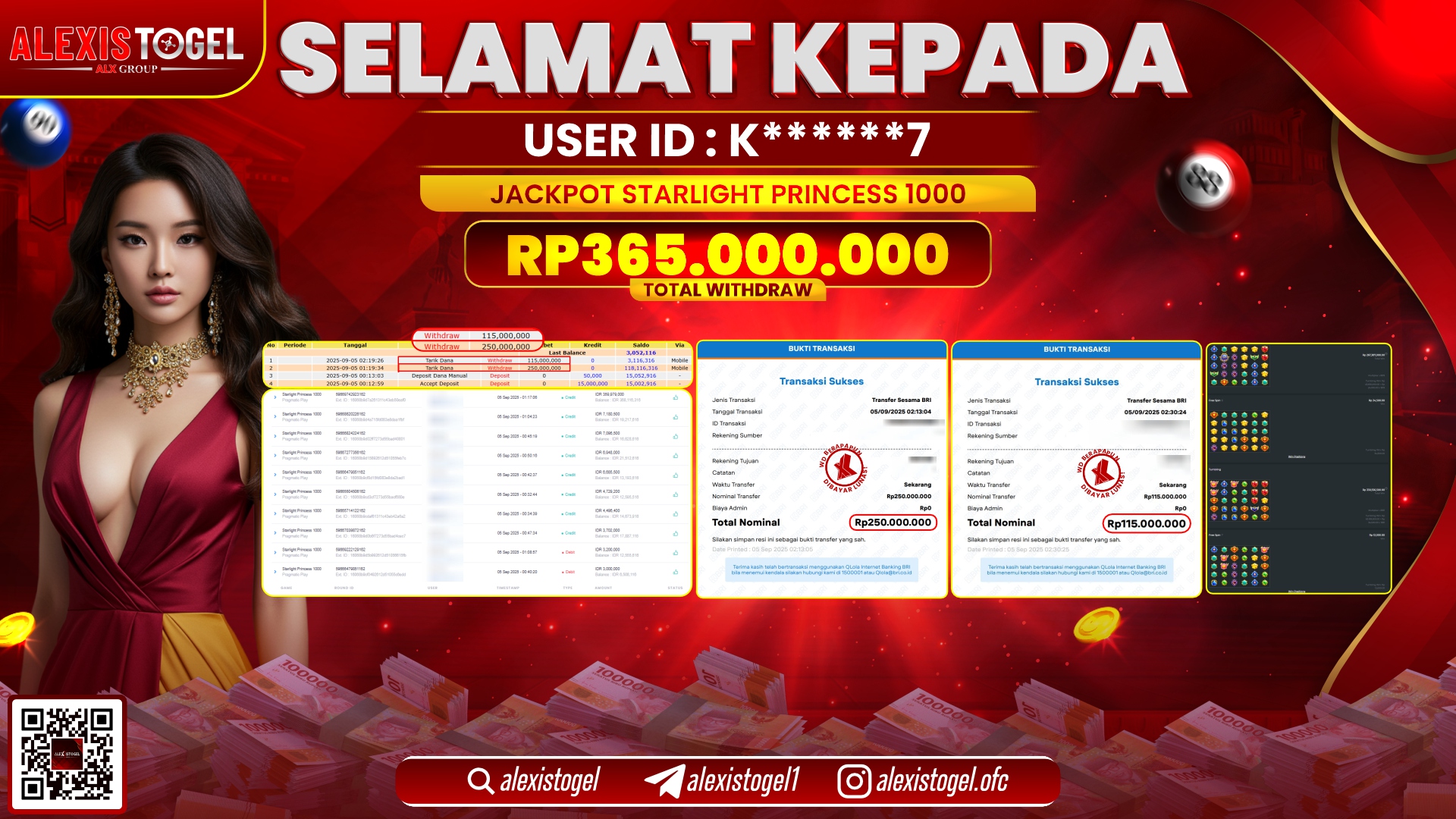 ALEXISTOGEL di SLOT STARLIGHT PRINCESS 1000 RP.365.000.000 LUNAS