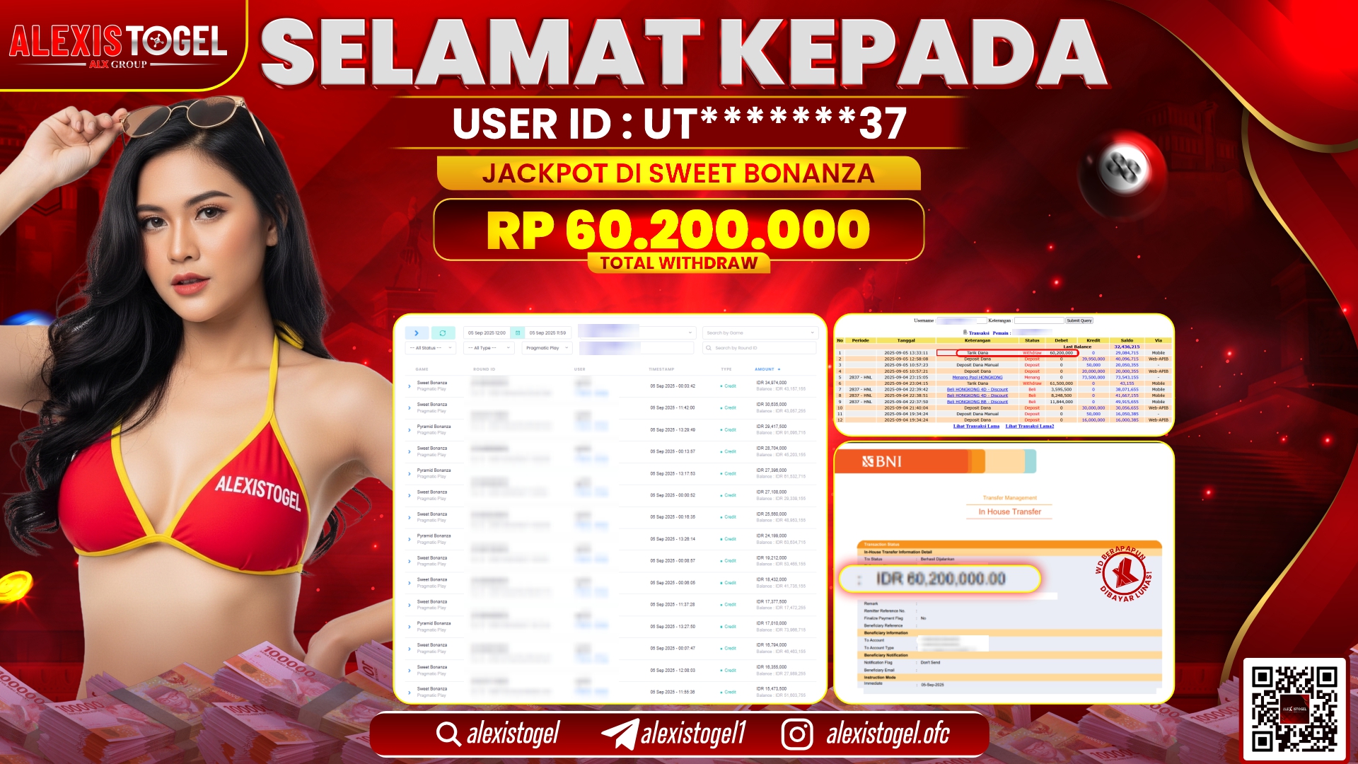 ALEXISTOGEL di SLOT SWEET BONANZA RP.60.200.000 LUNAS