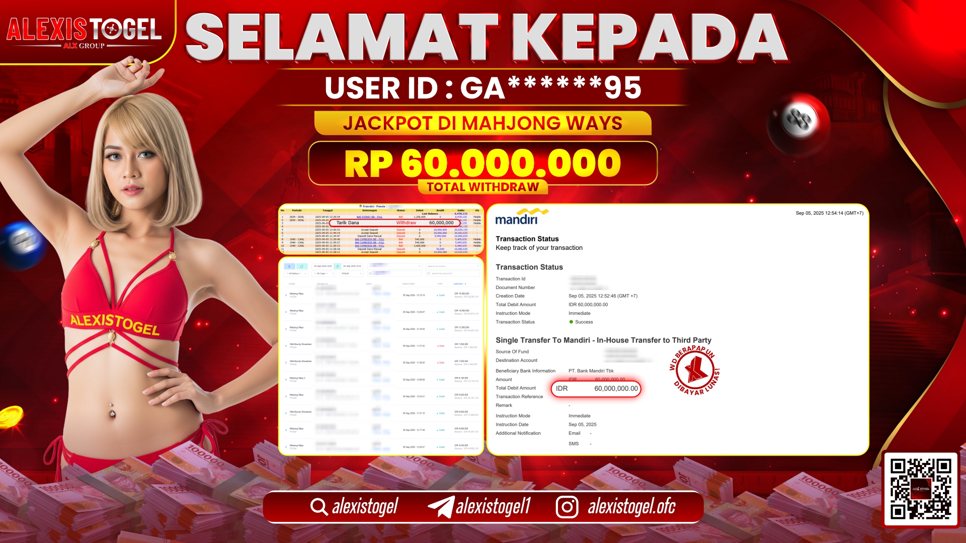 ALEXISTOGEL di SLOT MAHJONG WAYS RP.60.000.000 LUNAS