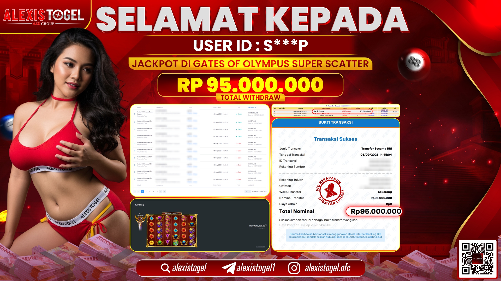 ALEXISTOGEL di SLOT GATES OF OLYMPUS SUPER SCATTER RP.95.000.000 LUNAS