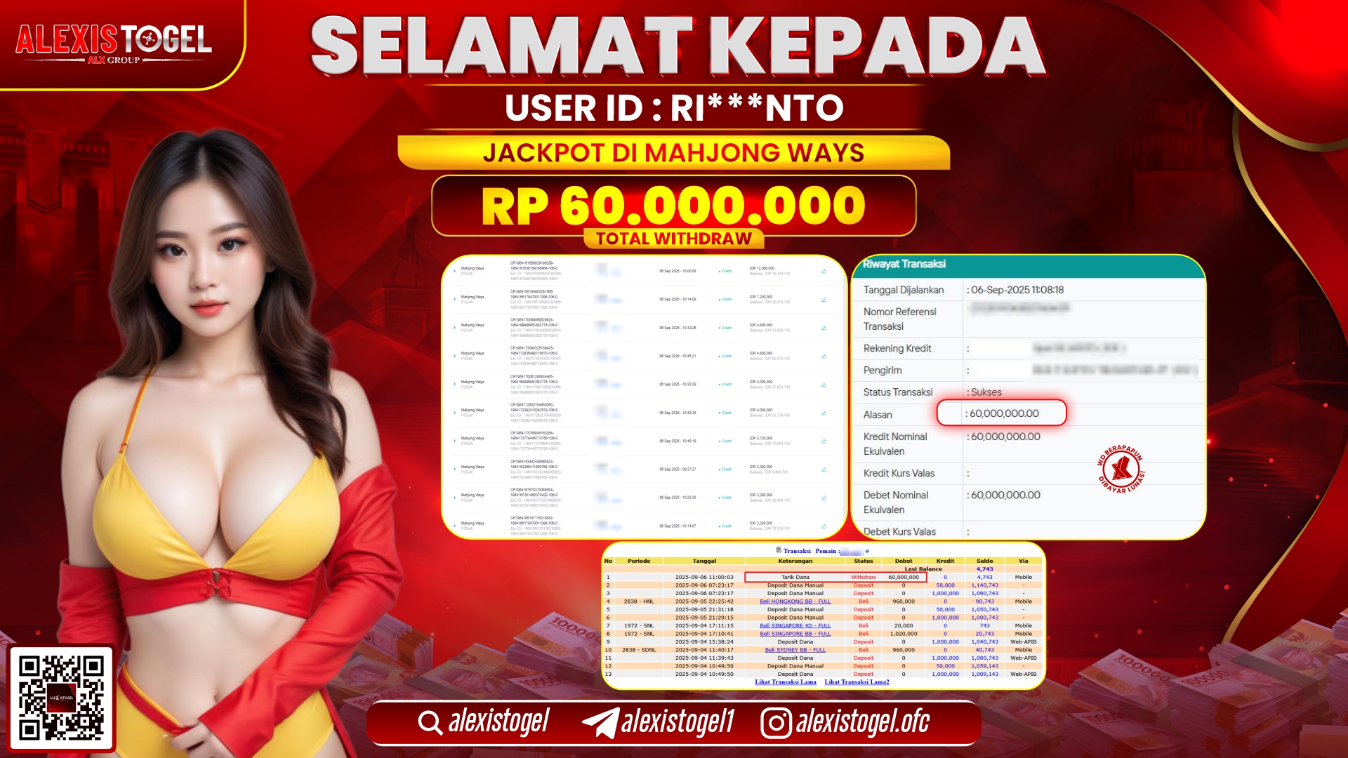 ALEXISTOGEL di SLOT MAHJONG WAYS RP.60.000.000 LUNAS