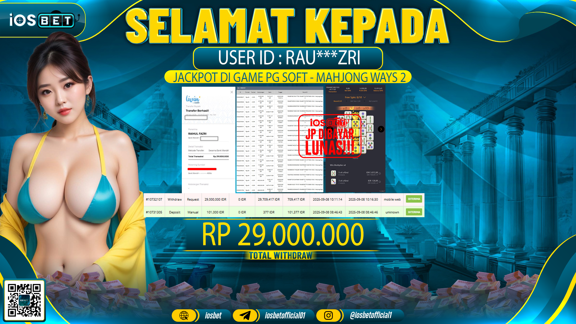 Bukti Pembayaran LUNAS SLOT GAME GACOR  Rp.29.000.000