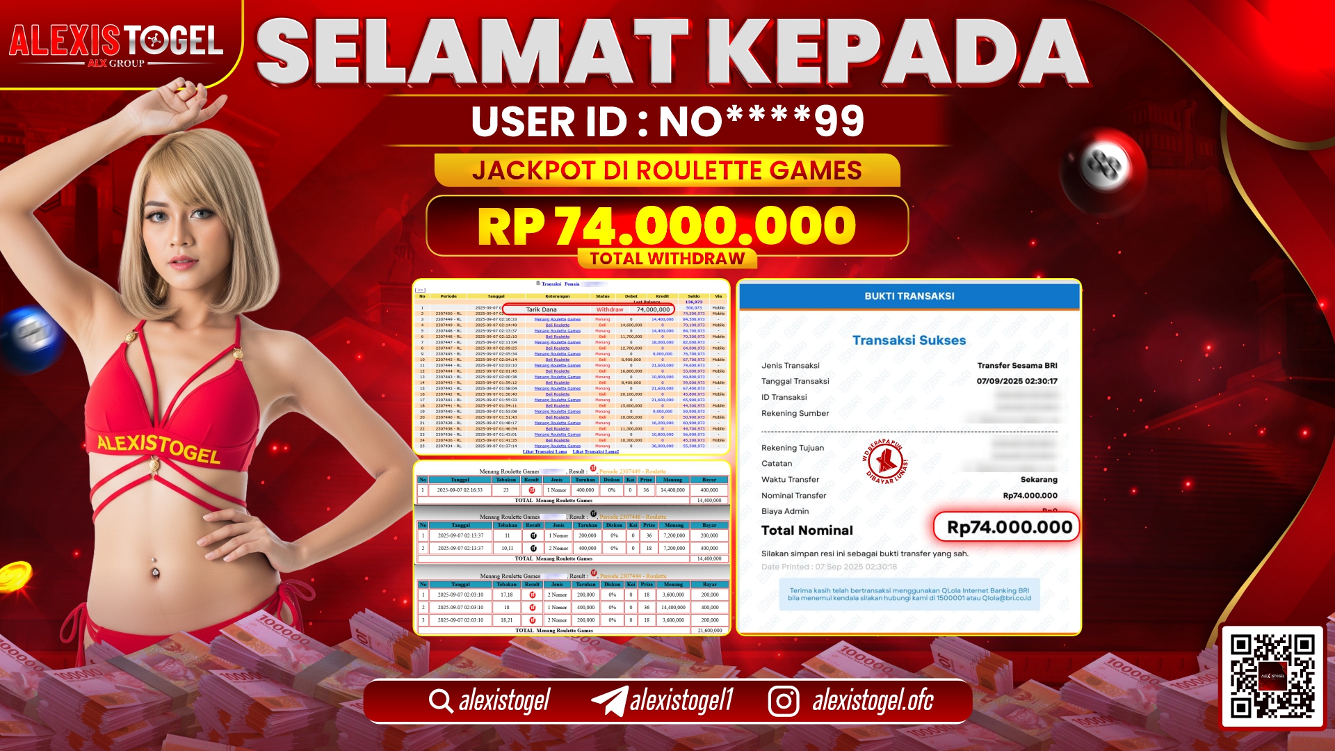 ALEXISTOGEL di CASINO ROULETTE GAMES RP.74.000.000 LUNAS