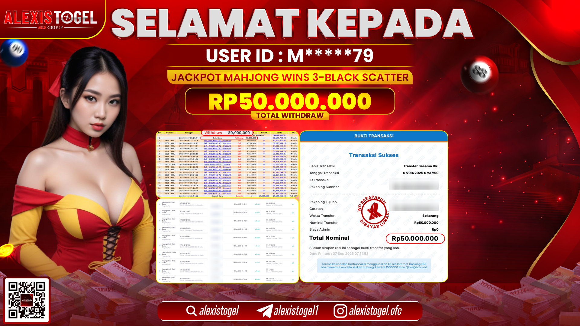 ALEXISTOGEL di SLOT MAHJONG WINS 3-BLACK SCATTER RP.50.000.000 LUNAS