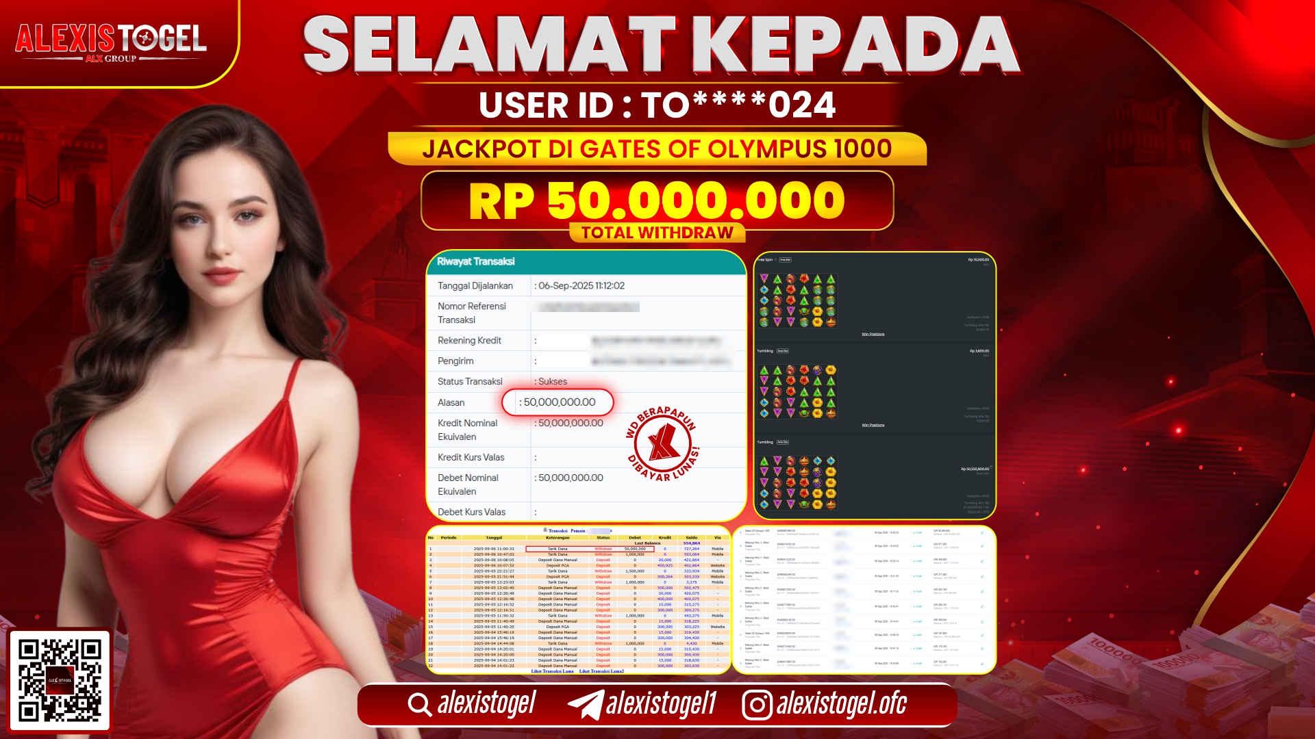 ALEXISTOGEL di SLOT GATES OF OLYMPUS 1000 RP.50.000.000 LUNAS