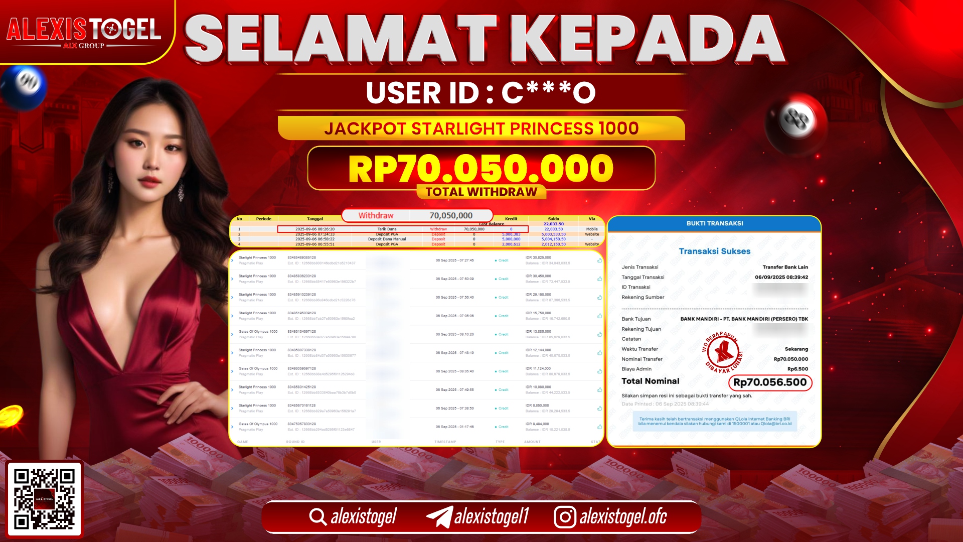 ALEXISTOGEL di SLOT STARLIGHT PRINCESS 1000 RP.70.050.000 LUNAS