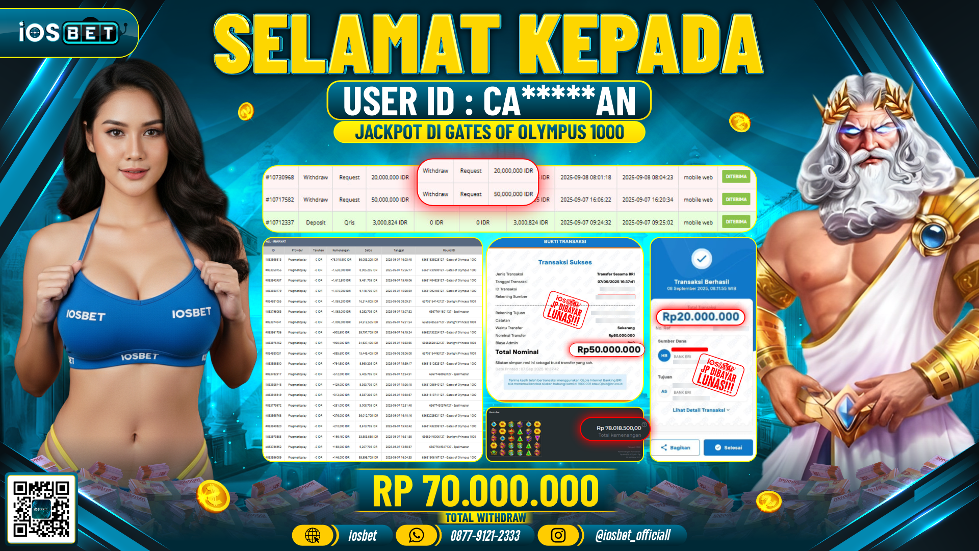 Bukti Pembayaran LUNAS SLOT GAME GACOR  Rp.70.000.000
