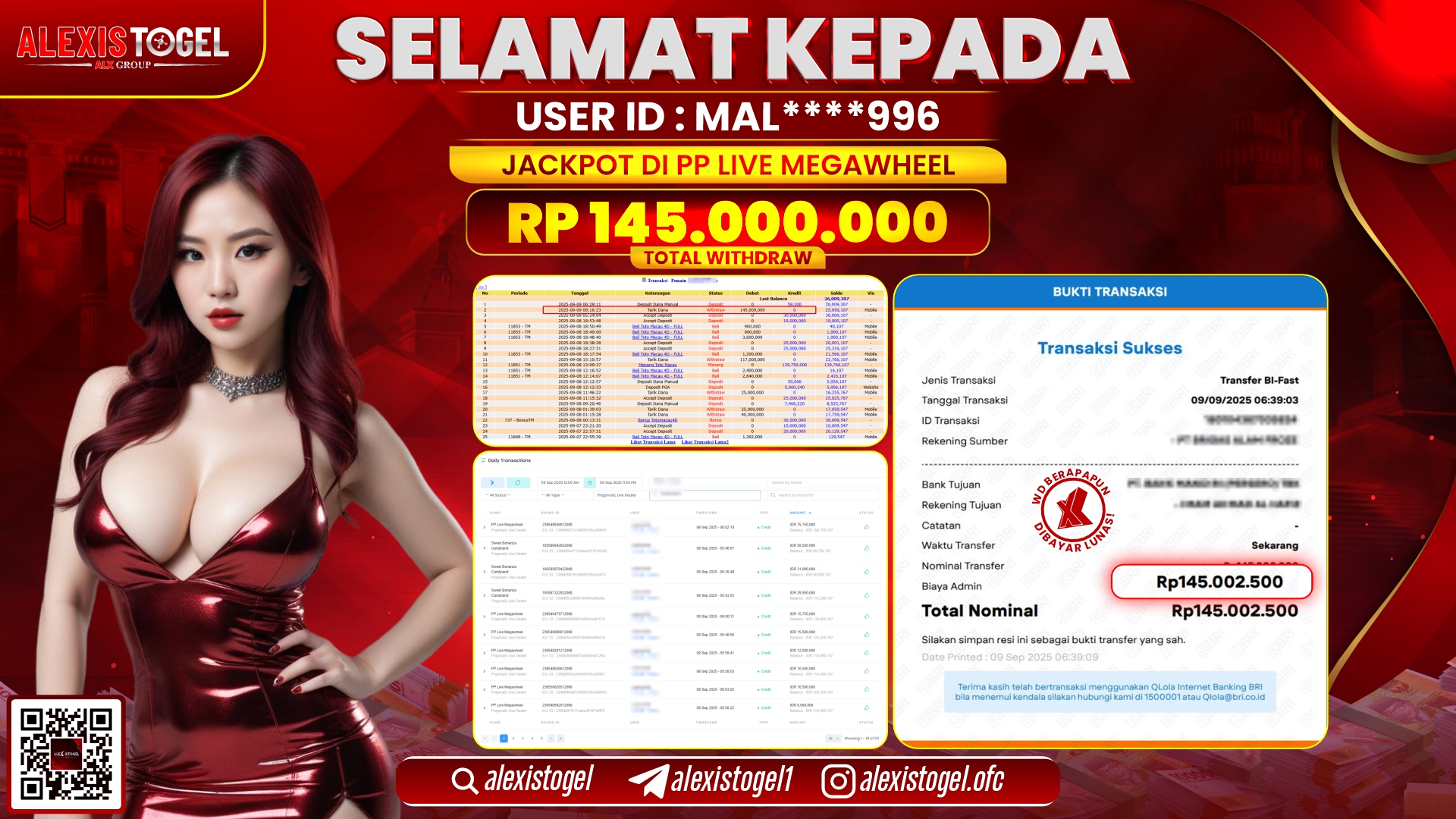 ALEXISTOGEL di PP LIVE MEGAWHEEL  RP.145.000.000 LUNAS