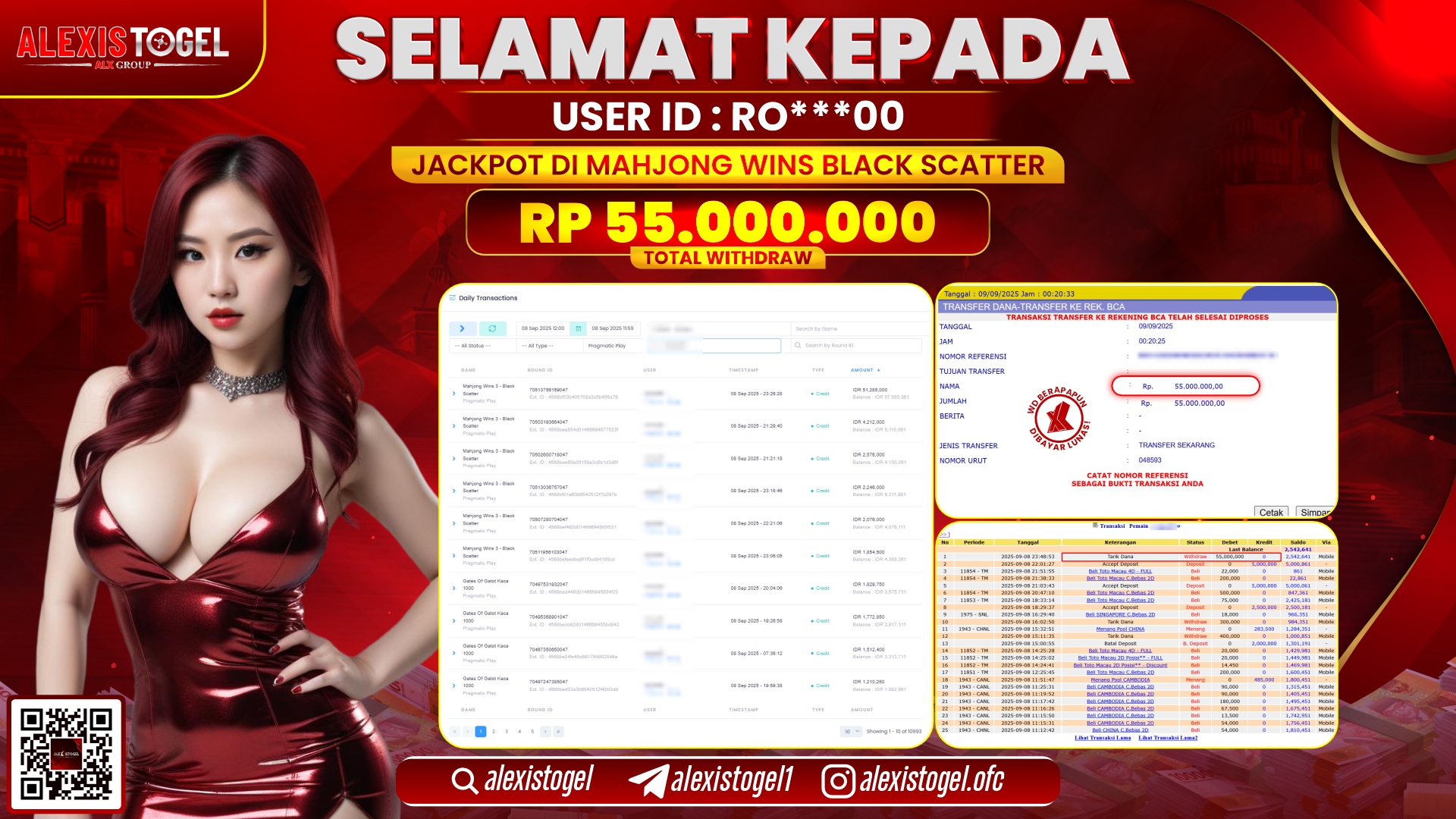 ALEXISTOGEL di SLOT MAHJONG WINS BLACK SCATTER  RP.55.000.000 LUNAS