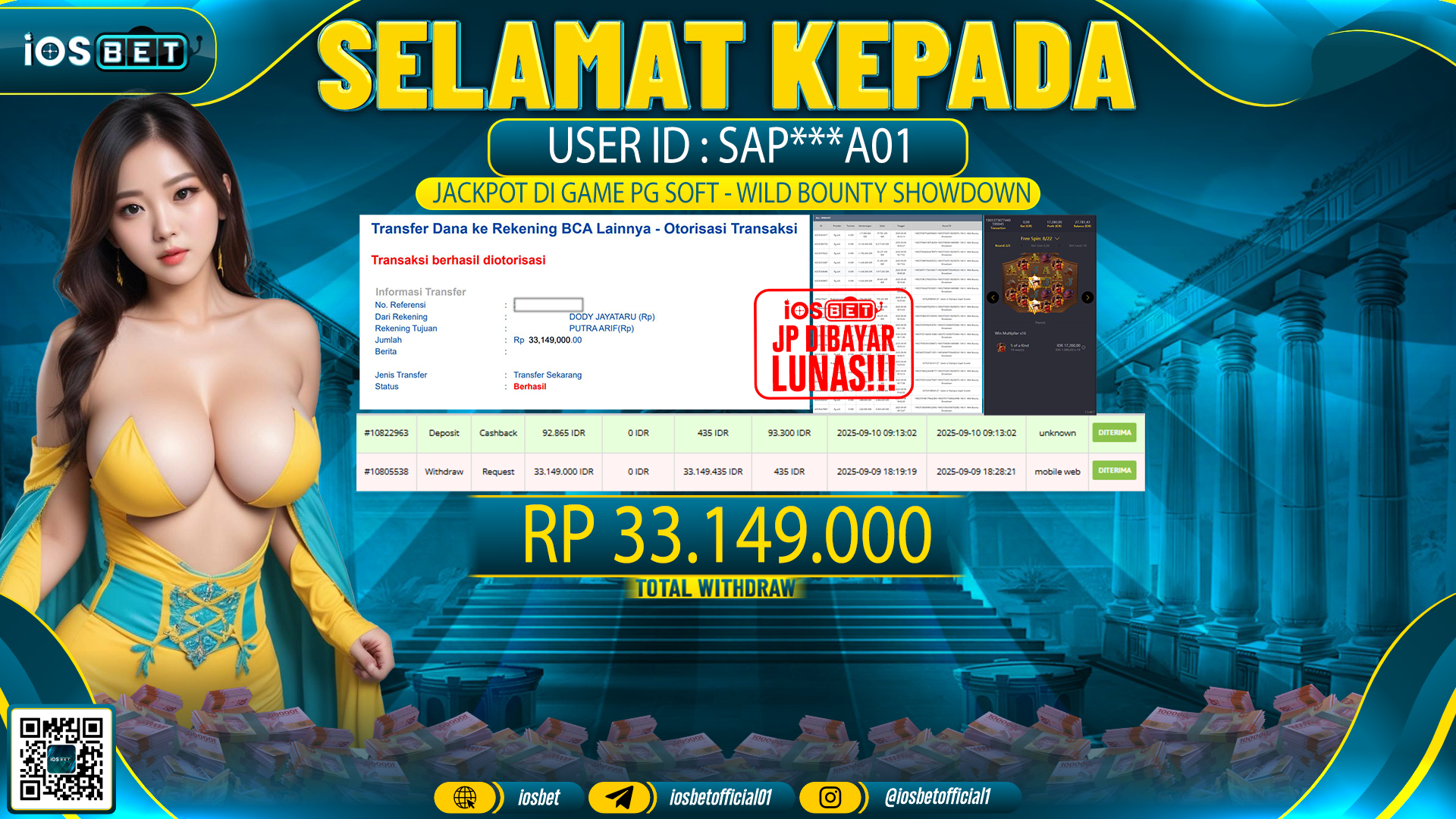 Bukti Pembayaran LUNAS SLOT GAME GACOR  Rp.33.149.000