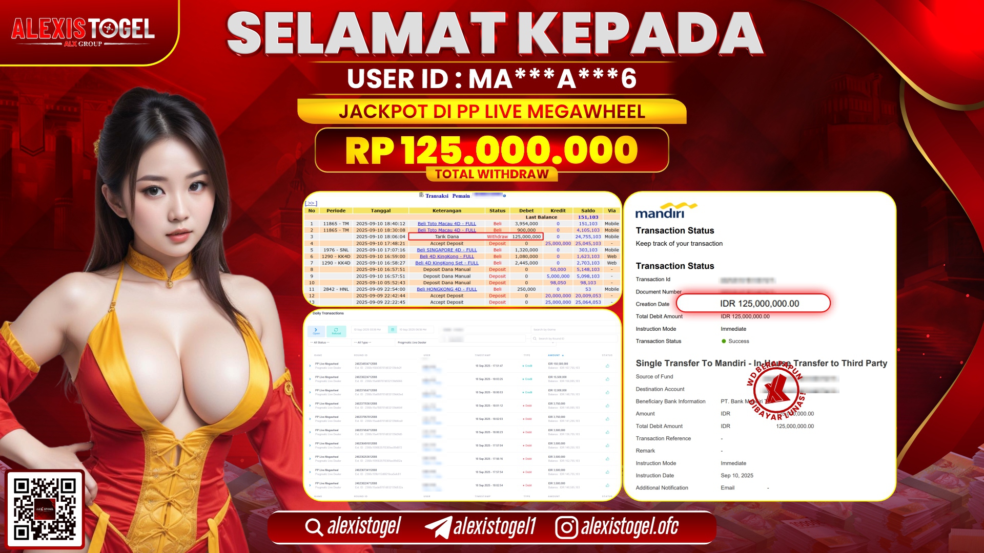 ALEXISTOGEL di PP LIVE MEGAWHEEL  RP.125.000.000 LUNAS