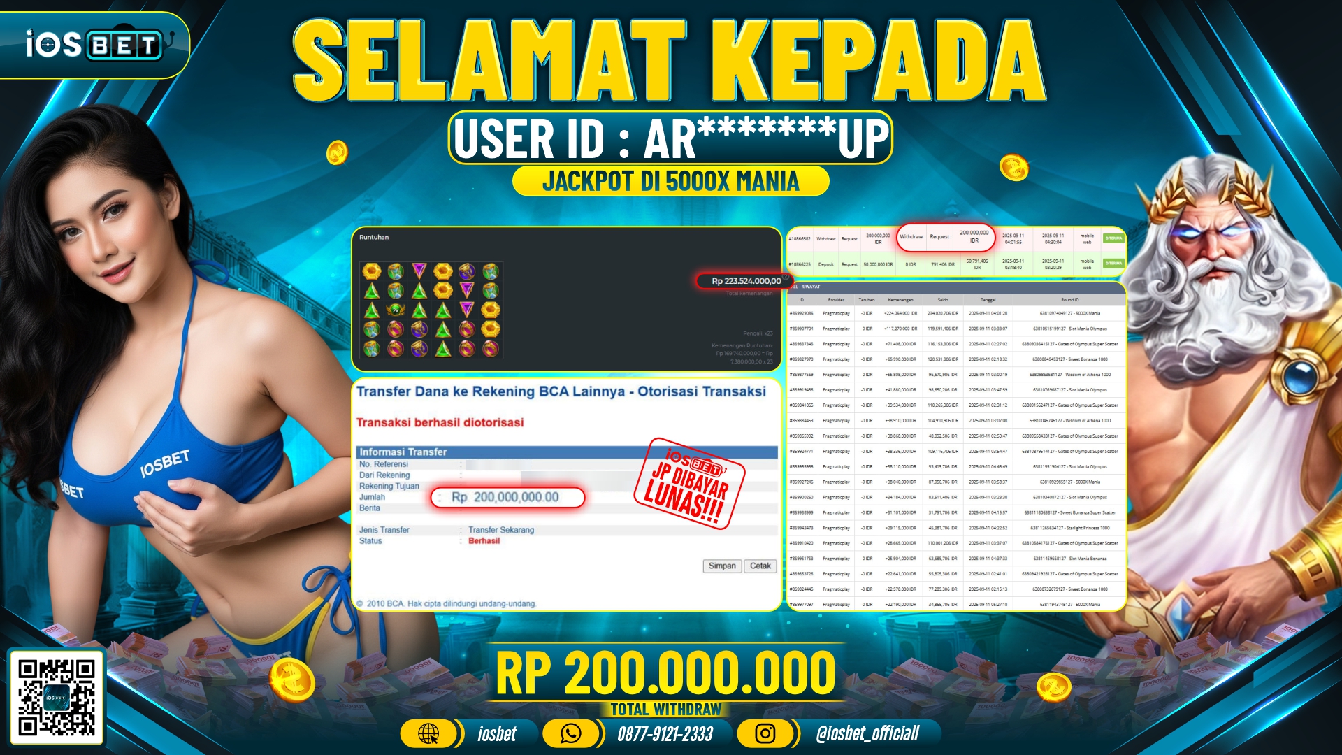 Bukti Pembayaran LUNAS SLOT GAME GACOR  Rp.200.000.000