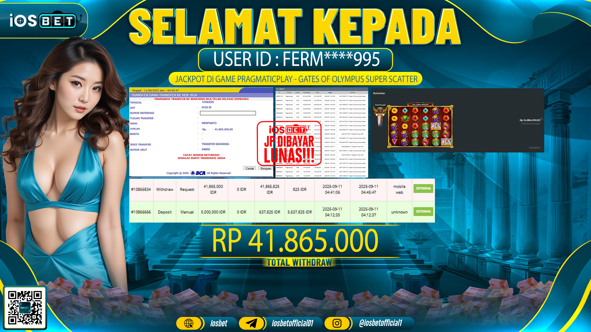 Bukti Pembayaran LUNAS SLOT GAME GACOR  Rp.41.865.000