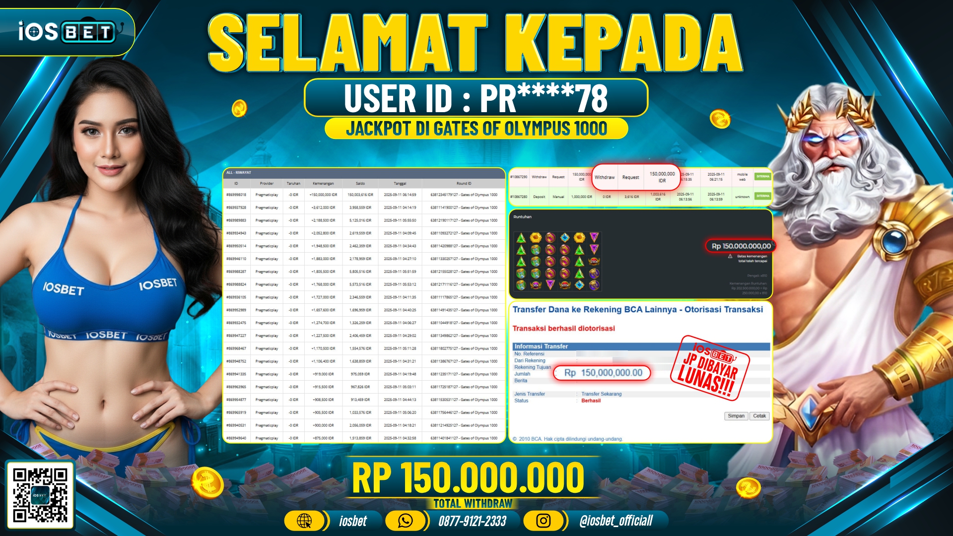 Bukti Pembayaran LUNAS SLOT GAME GACOR  Rp.150.000.000