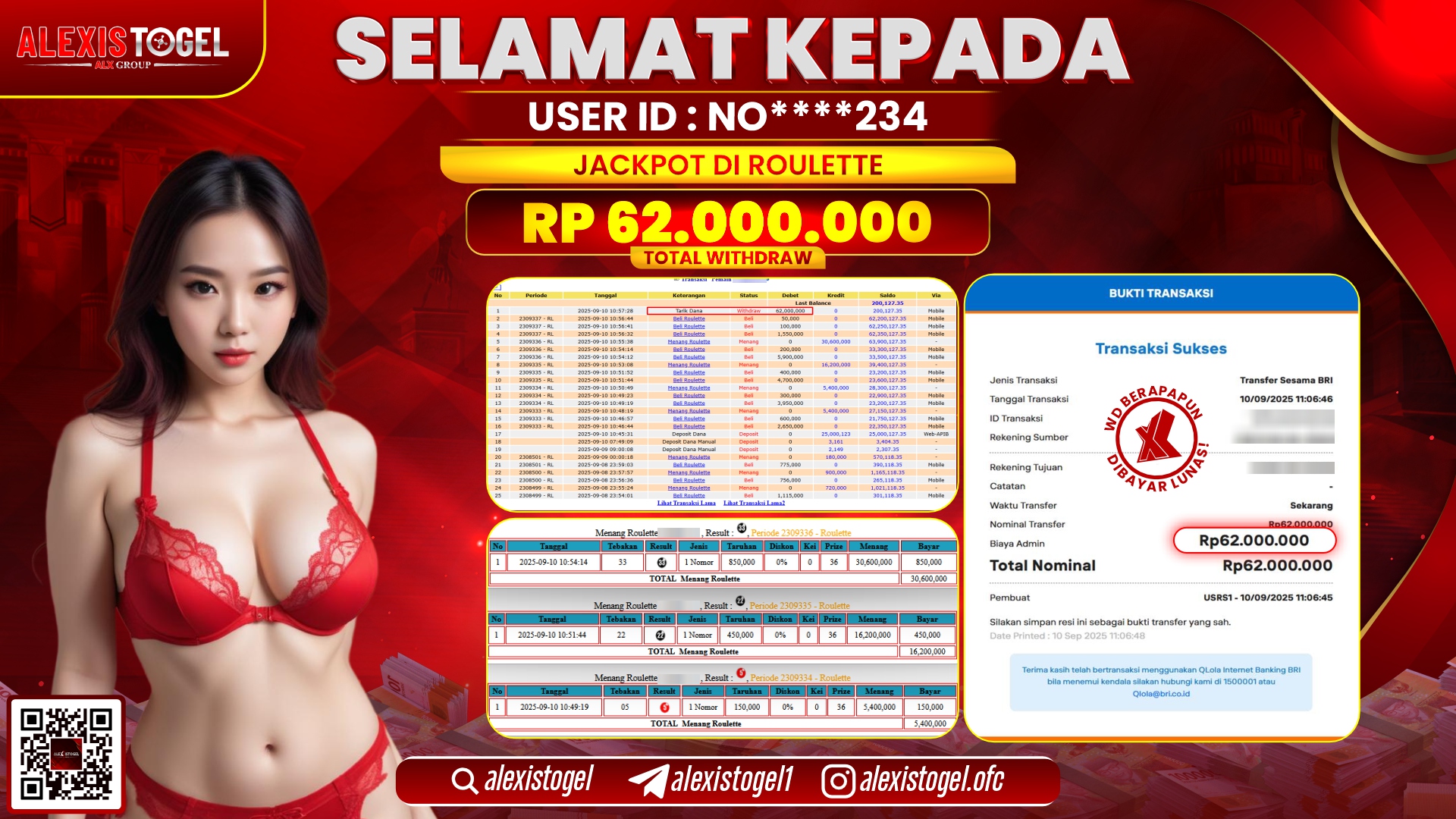 ALEXISTOGEL di CASINO ROULETTE  RP.62.000.000 LUNAS
