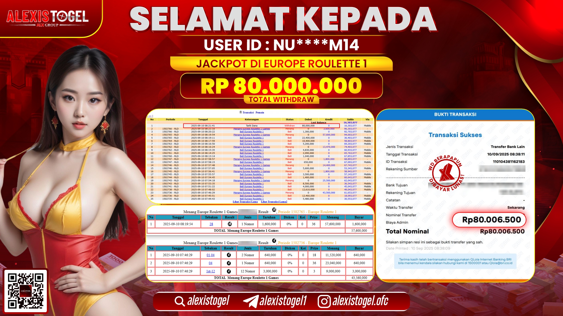 ALEXISTOGEL di EUROPE ROULETTE 1  RP.80.000.000 LUNAS