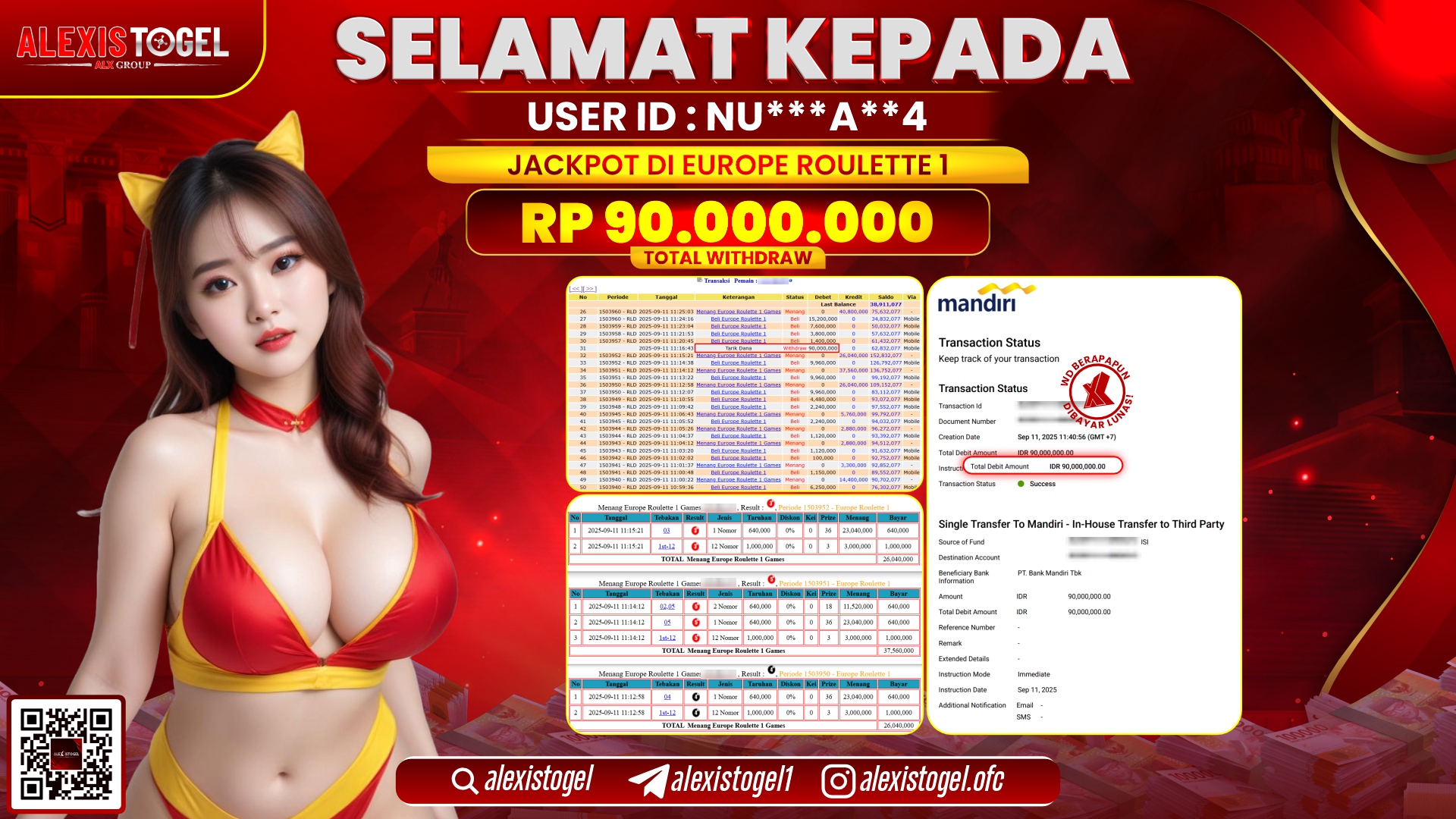 ALEXISTOGEL di EUROPE ROULETTE 1  RP.90.000.000 LUNAS