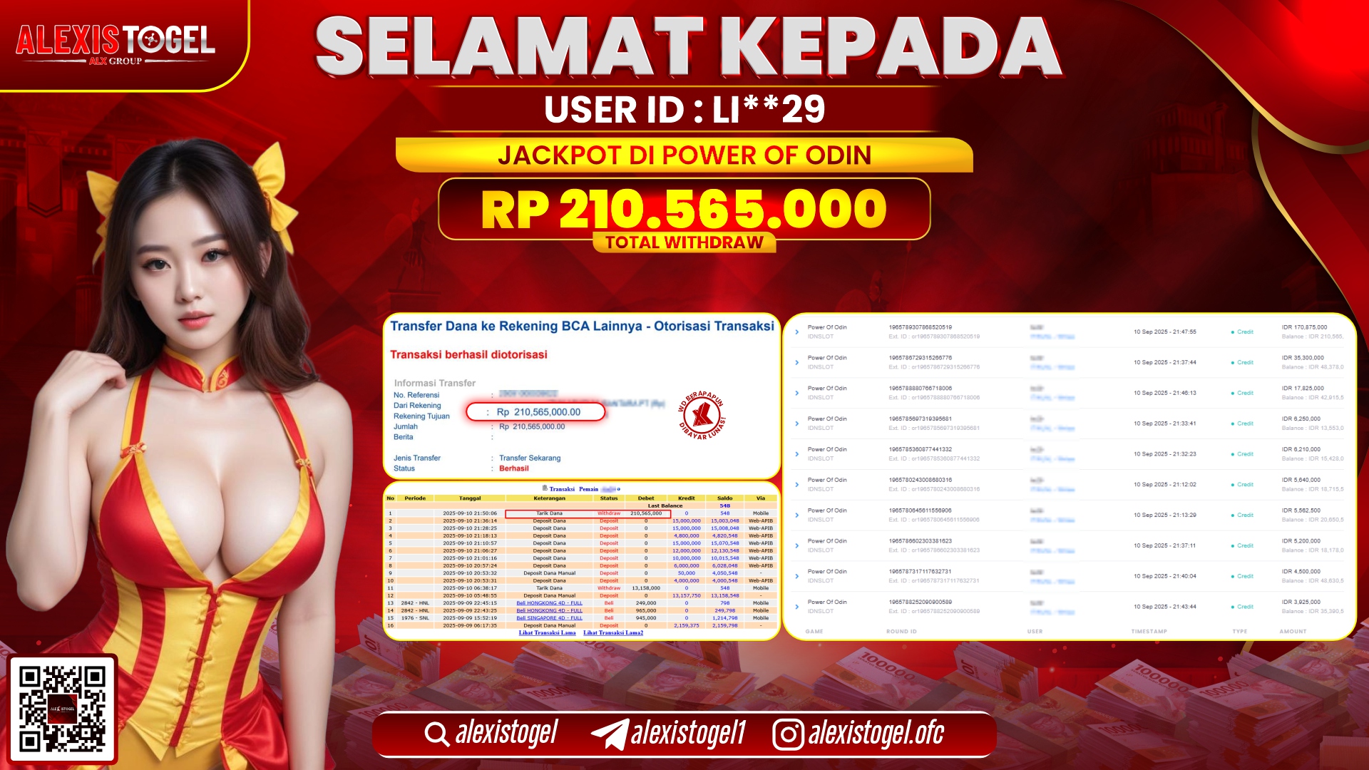 ALEXISTOGEL di SLOT POWER OF ODIN RP.210.565.000 LUNAS