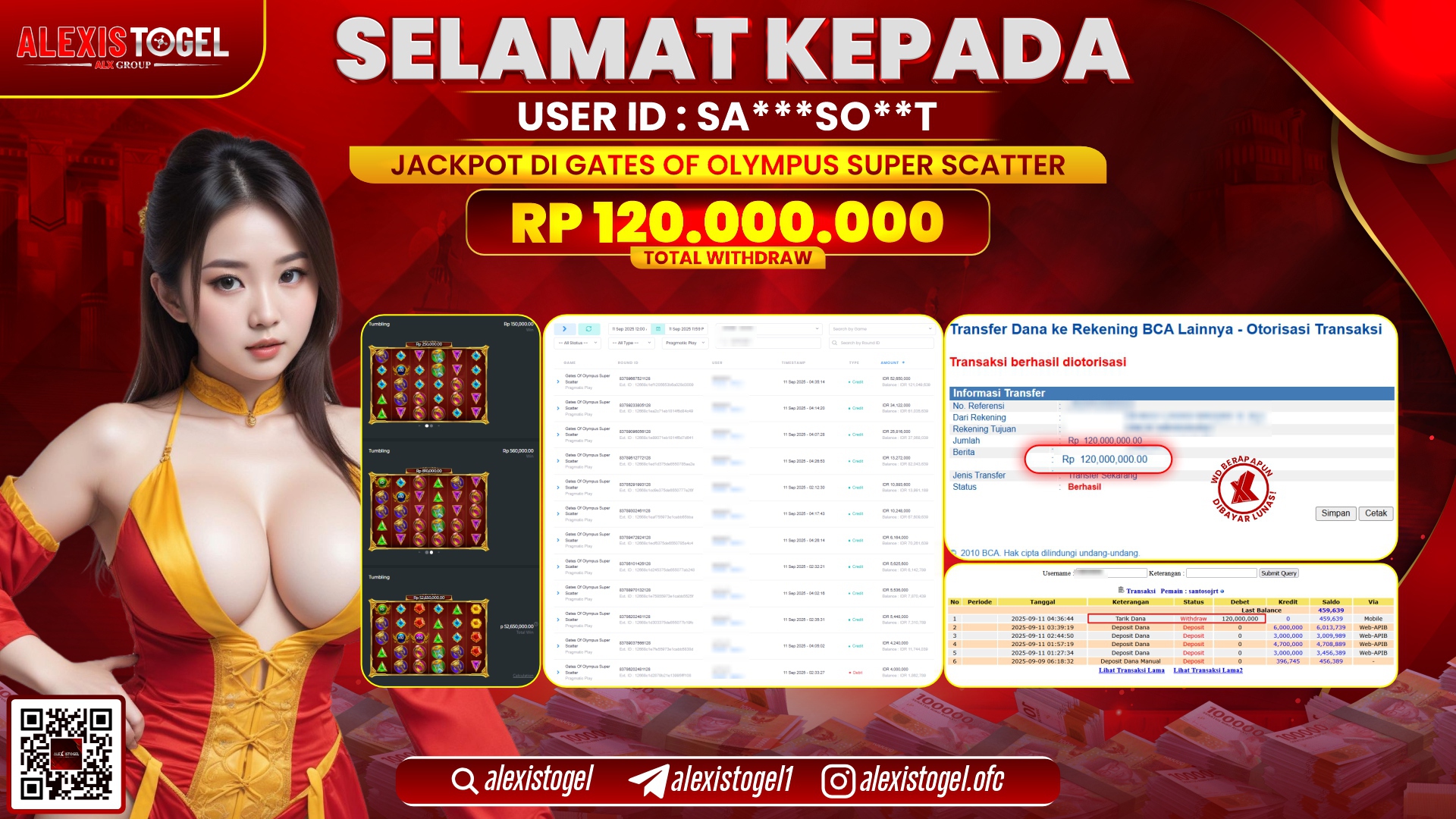 ALEXISTOGEL di SLOT GATES OF OLYMPUS SUPER SCATTER RP.120.000.000 LUNAS