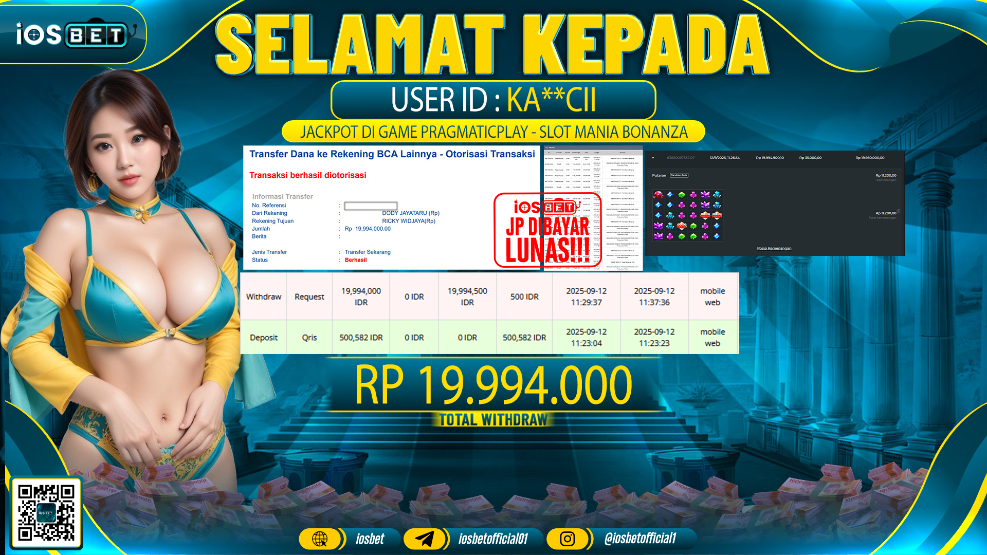 Bukti Pembayaran LUNAS SLOT GAME GACOR  Rp.19.994.000
