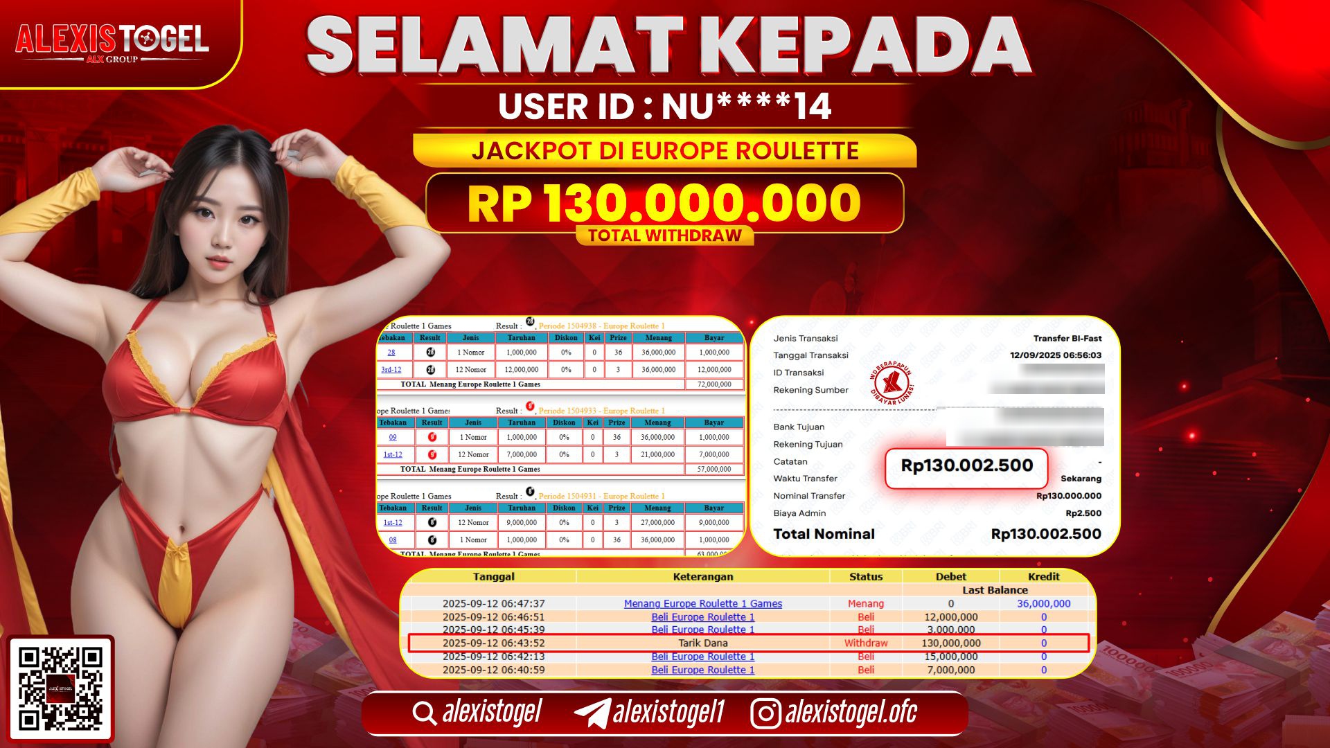 ALEXISTOGEL di CASINO EUROPE ROULETTE RP.130.000.000 LUNAS