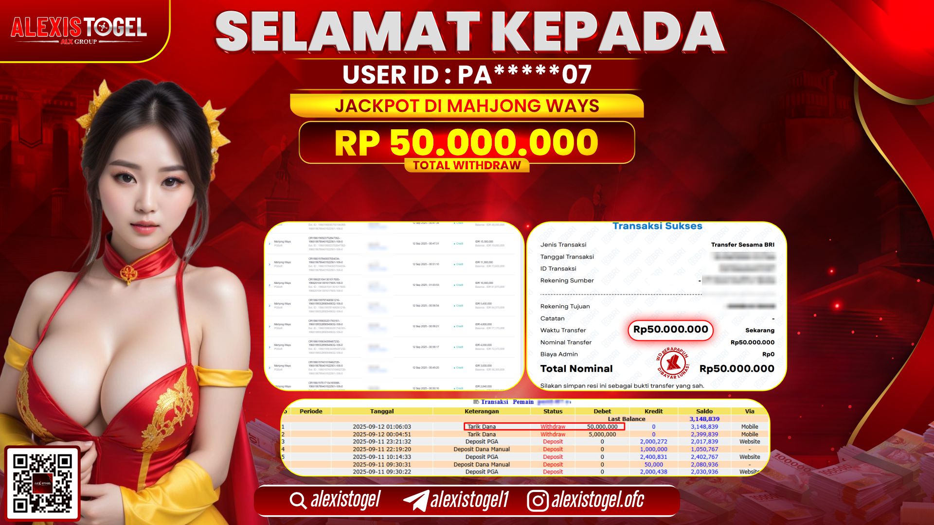 ALEXISTOGEL di SLOT MAHJONG WAYS RP.50.000.000 LUNAS