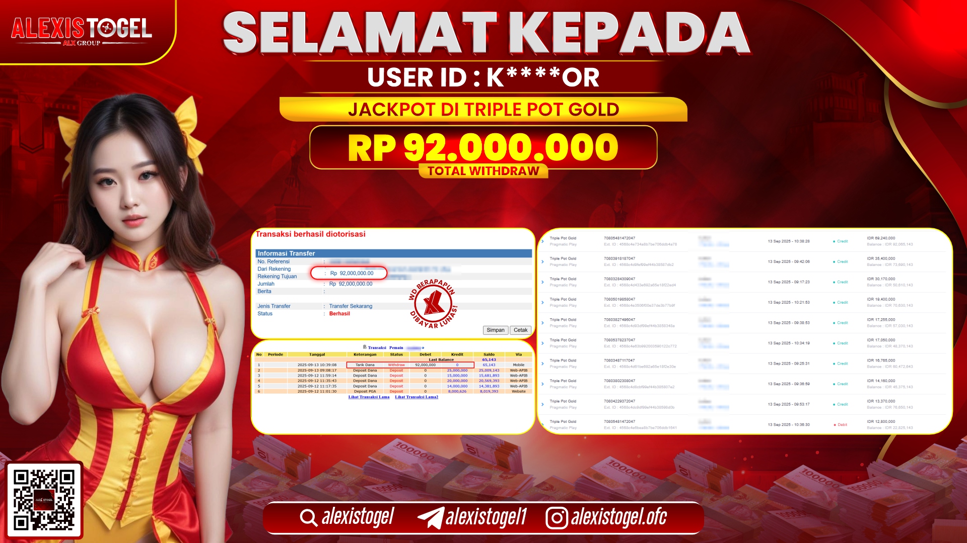 ALEXISTOGEL di SLOT TRIPLE POT GOLD RP.92.000.000 LUNAS