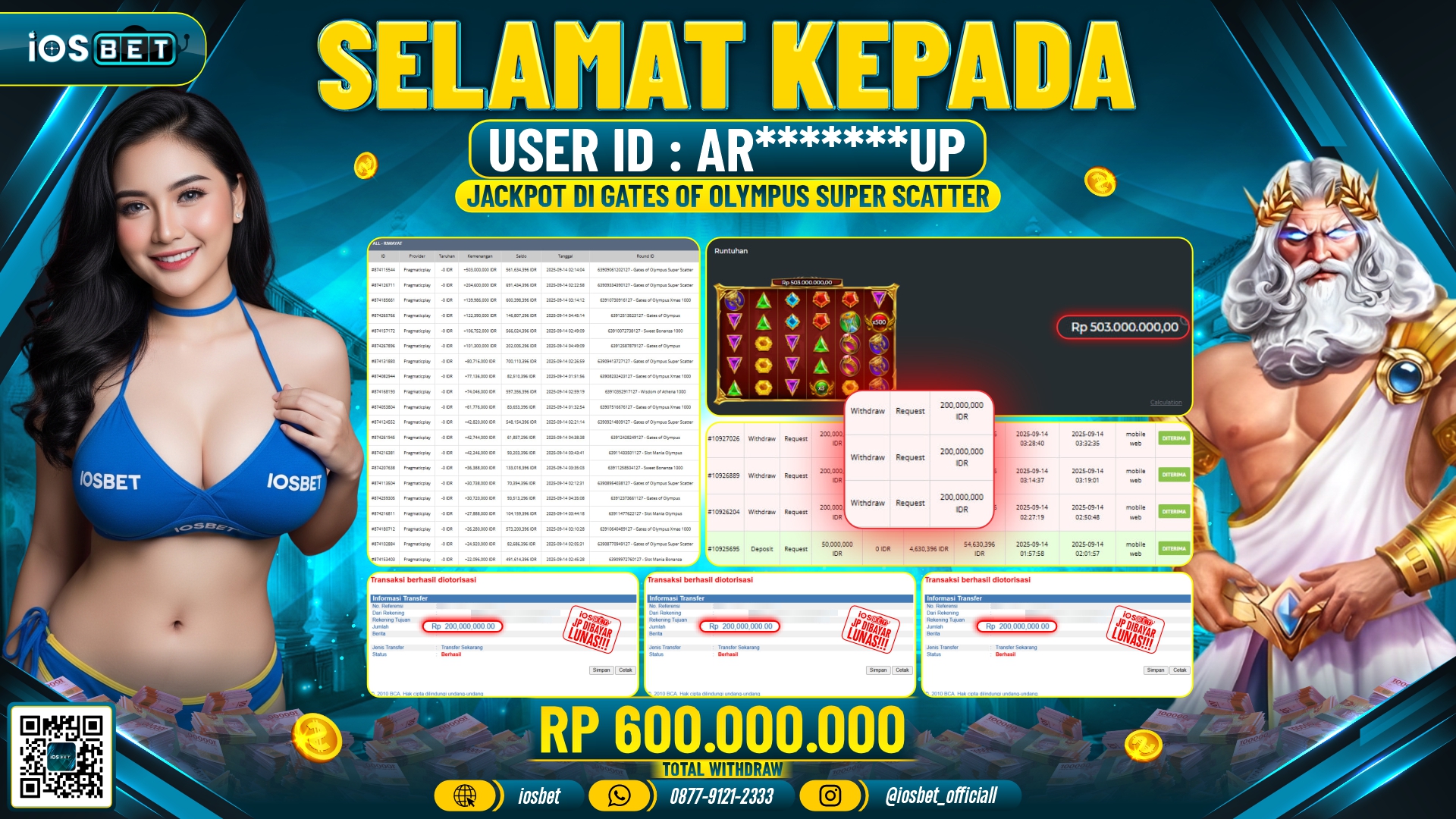 Bukti Pembayaran LUNAS SLOT GAME GACOR  Rp.600.000.000