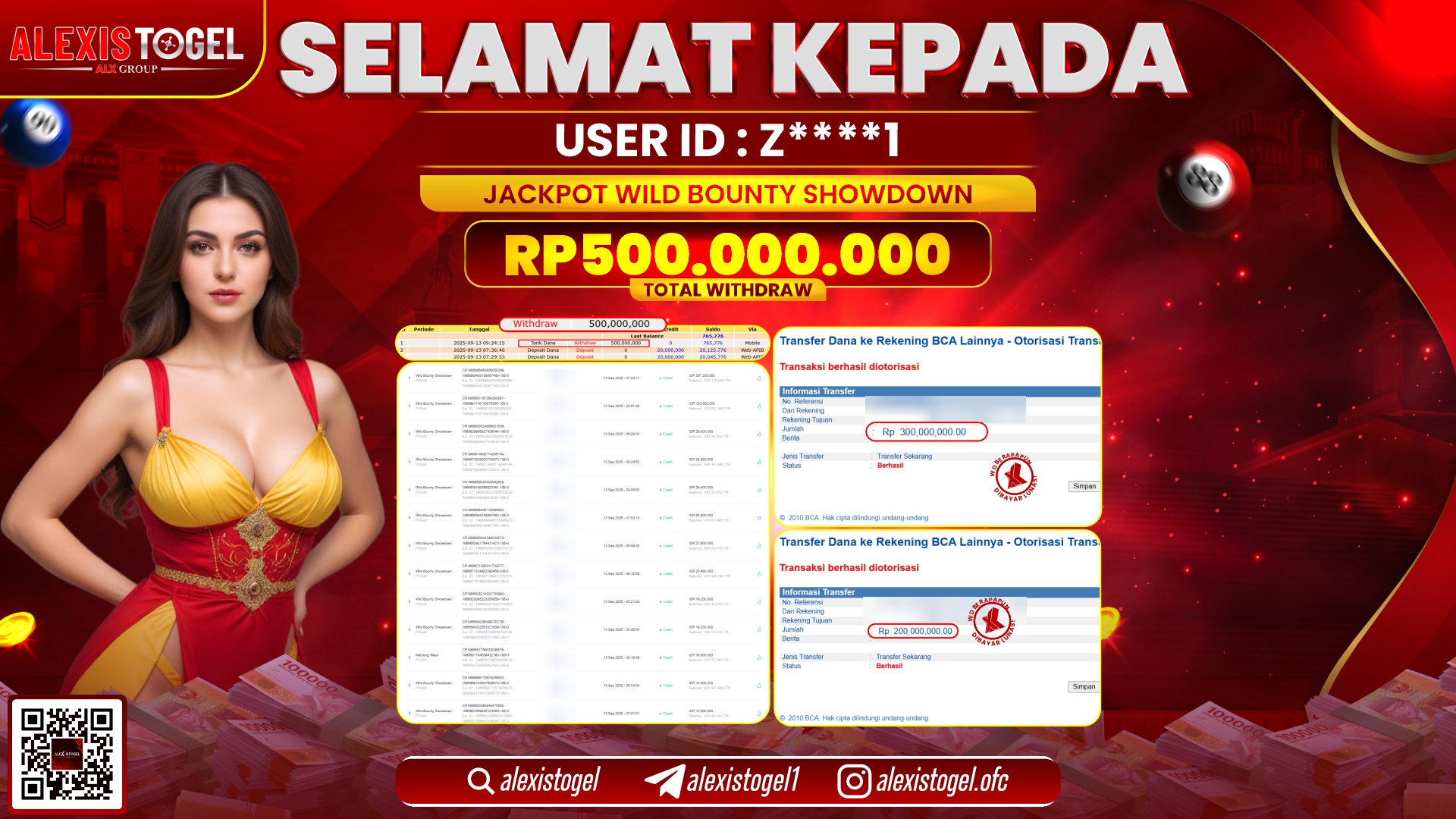 ALEXISTOGEL di SLOT WILD BOUNTY SHOWDOWN RP.500.000.000 LUNAS