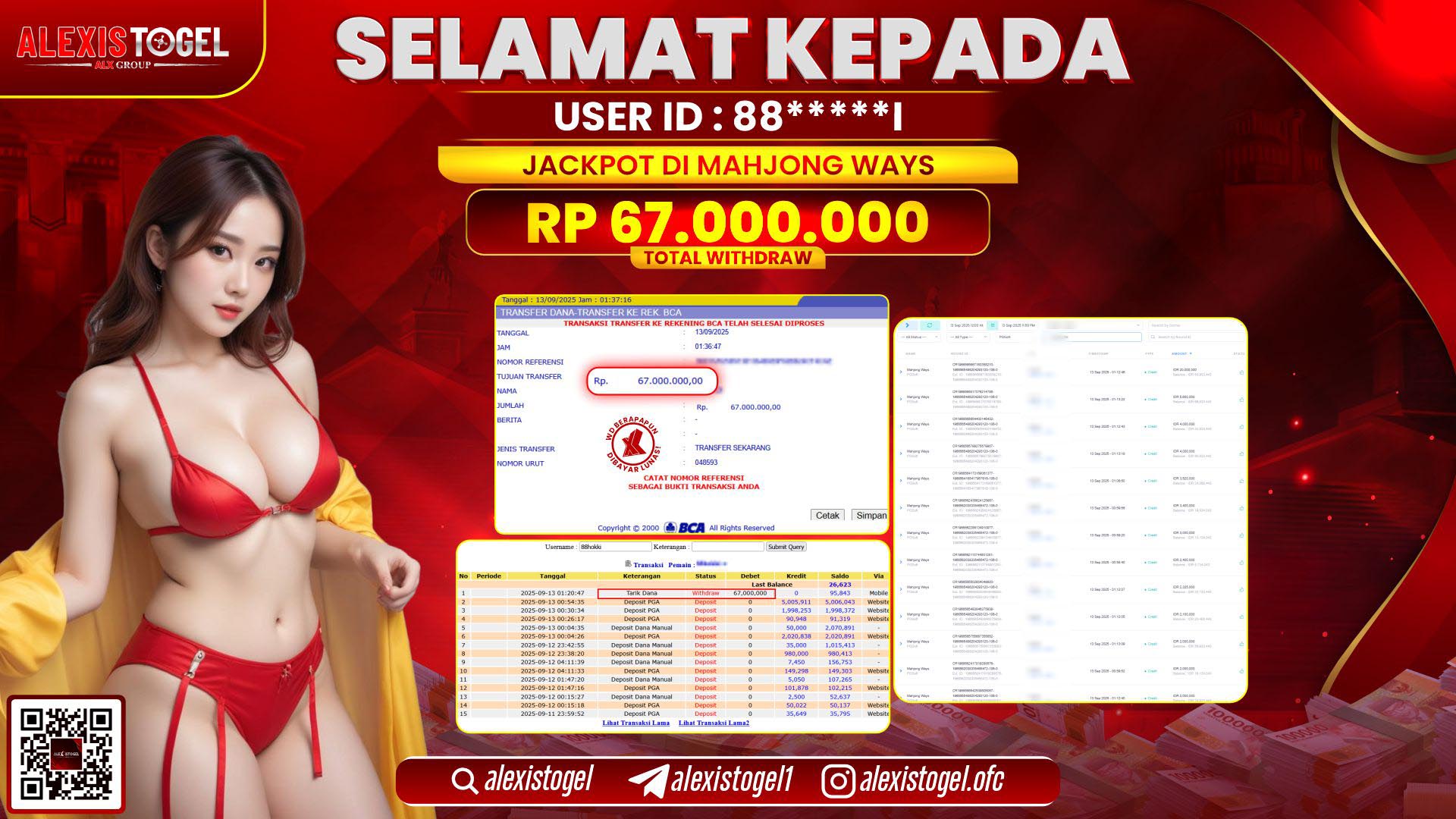 ALEXISTOGEL di SLOT MAHJONG WAYS RP.67.000.000 LUNAS