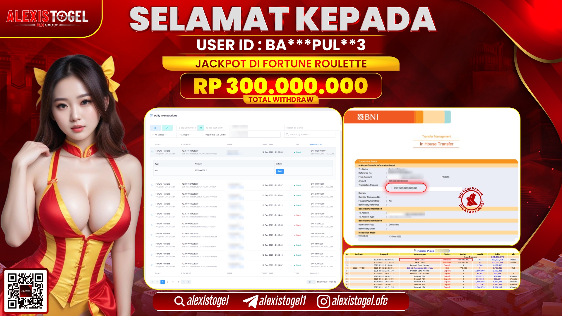 ALEXISTOGEL di CASINO FORTUNE ROULETTE RP.300.000.000 LUNAS