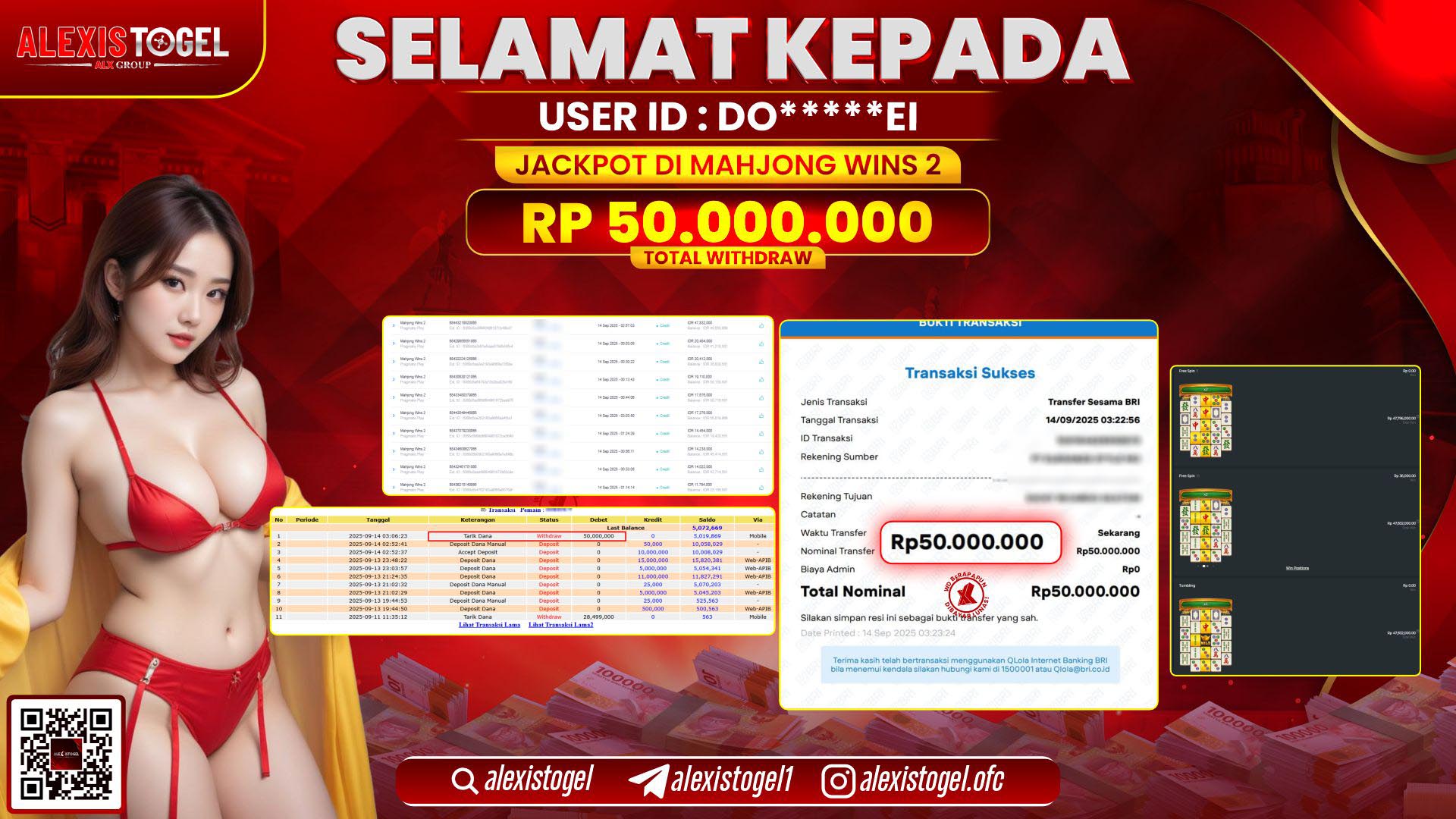 ALEXISTOGEL di SLOT MAHJONG WINS 2 RP.50.000.000 LUNAS