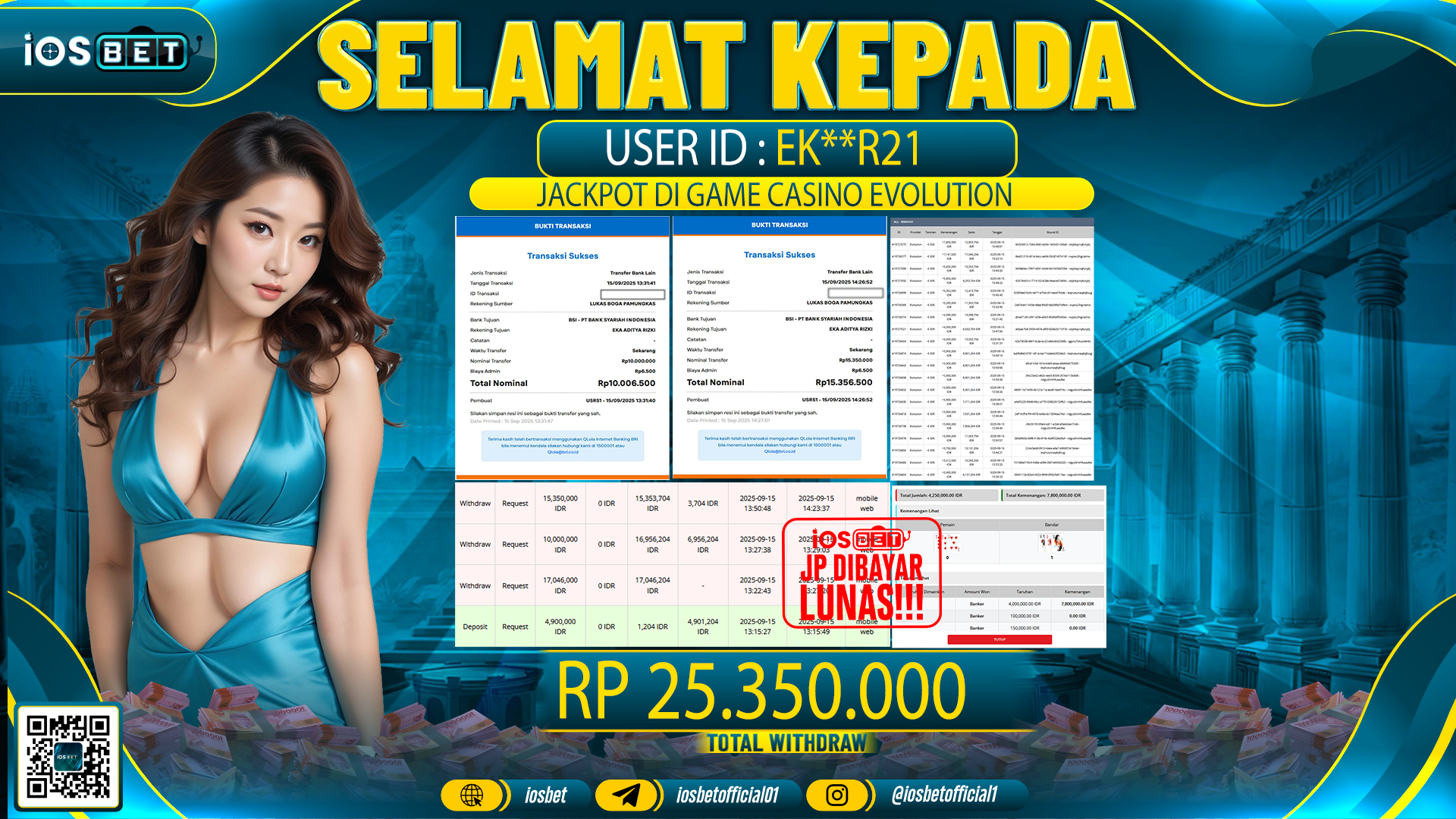 Bukti Pembayaran LUNAS SLOT GAME GACOR Rp.25.350.000,
