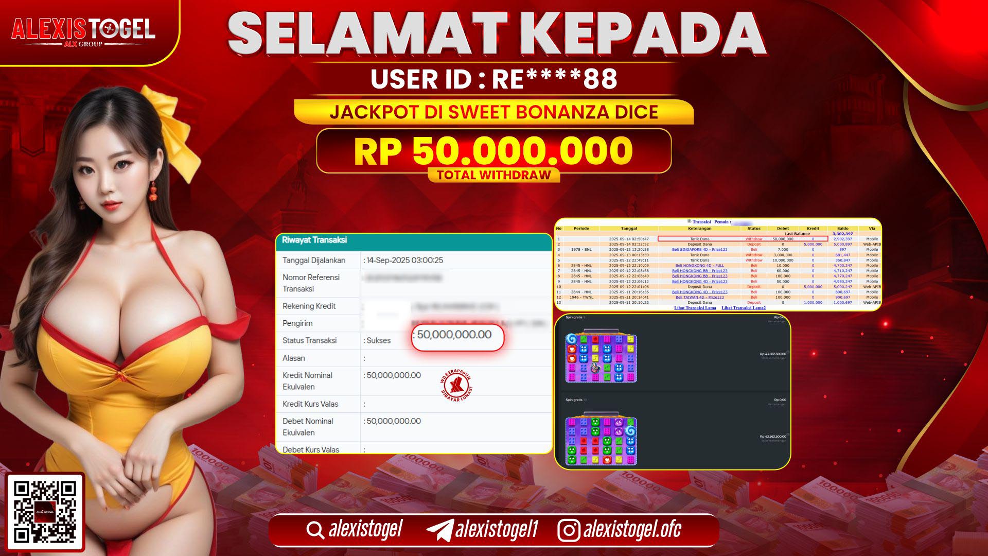 ALEXISTOGEL di SLOT SWEET BONANZA DICE RP.50.000.000 LUNAS