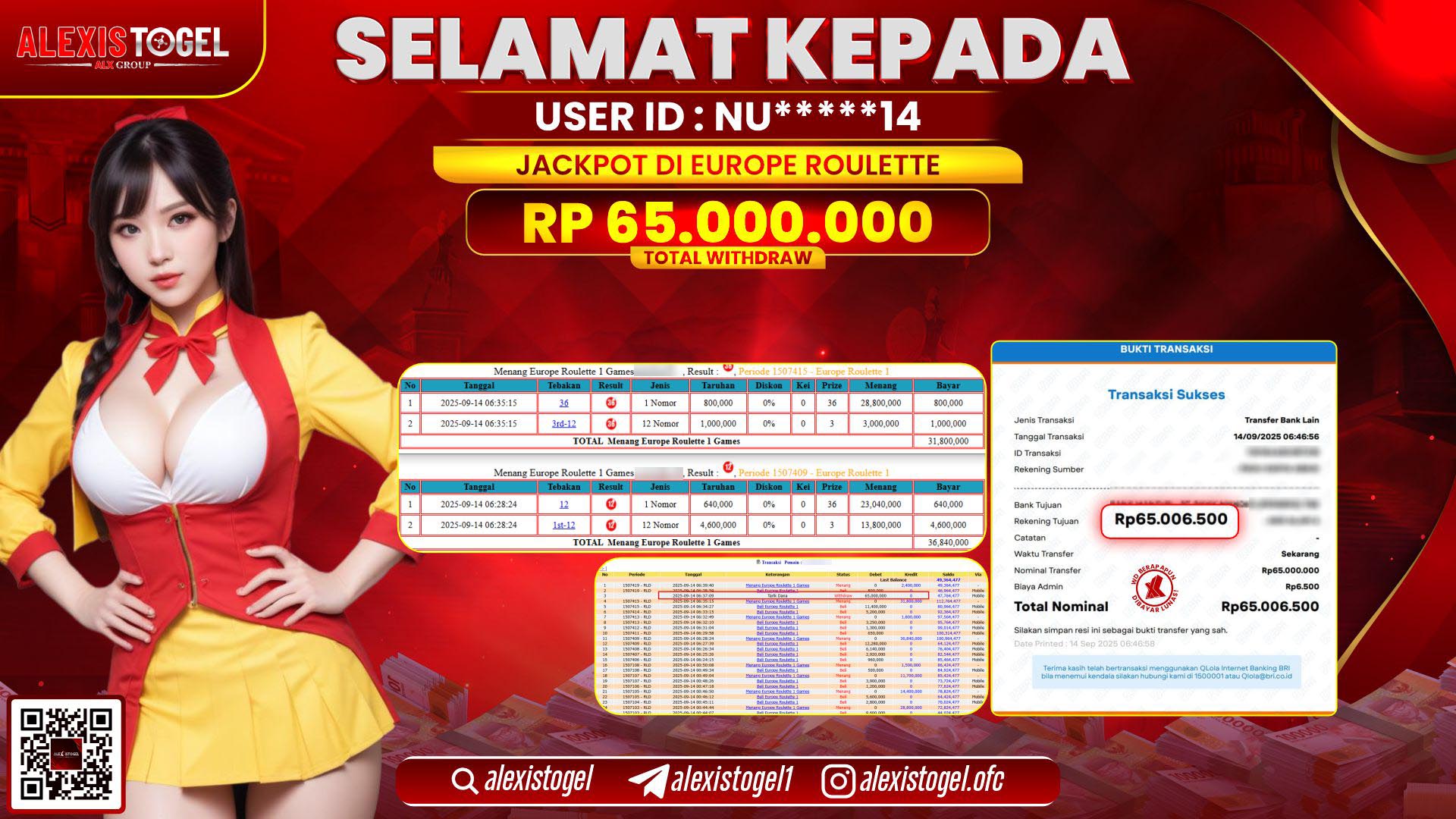 ALEXISTOGEL di CASINIO EUROPE ROULETTE RP.65.000.000 LUNAS