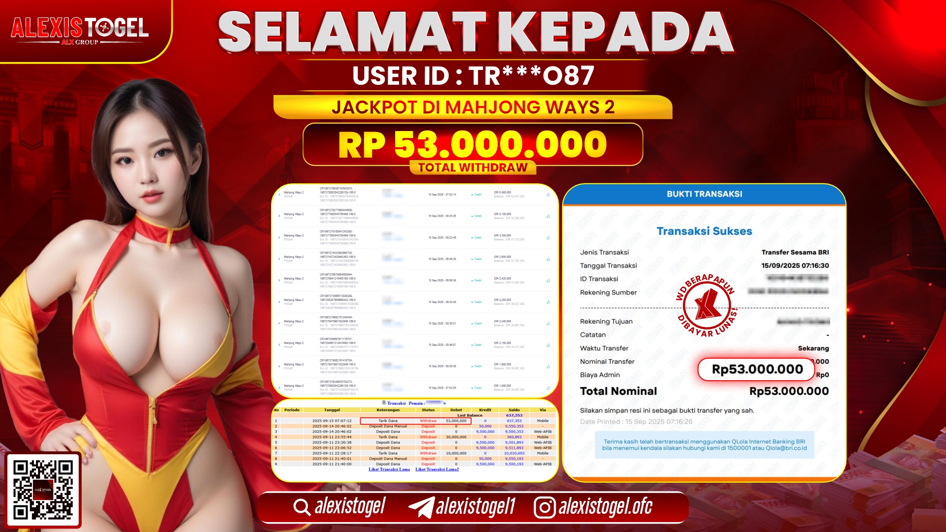 ALEXISTOGEL di SLOT MAHJONG WAYS 2 RP.53.000.000, LUNAS