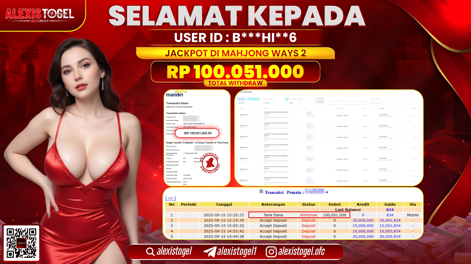 ALEXISTOGEL di SLOT MAHJONG WAYS 2 RP.100.051.000, LUNAS