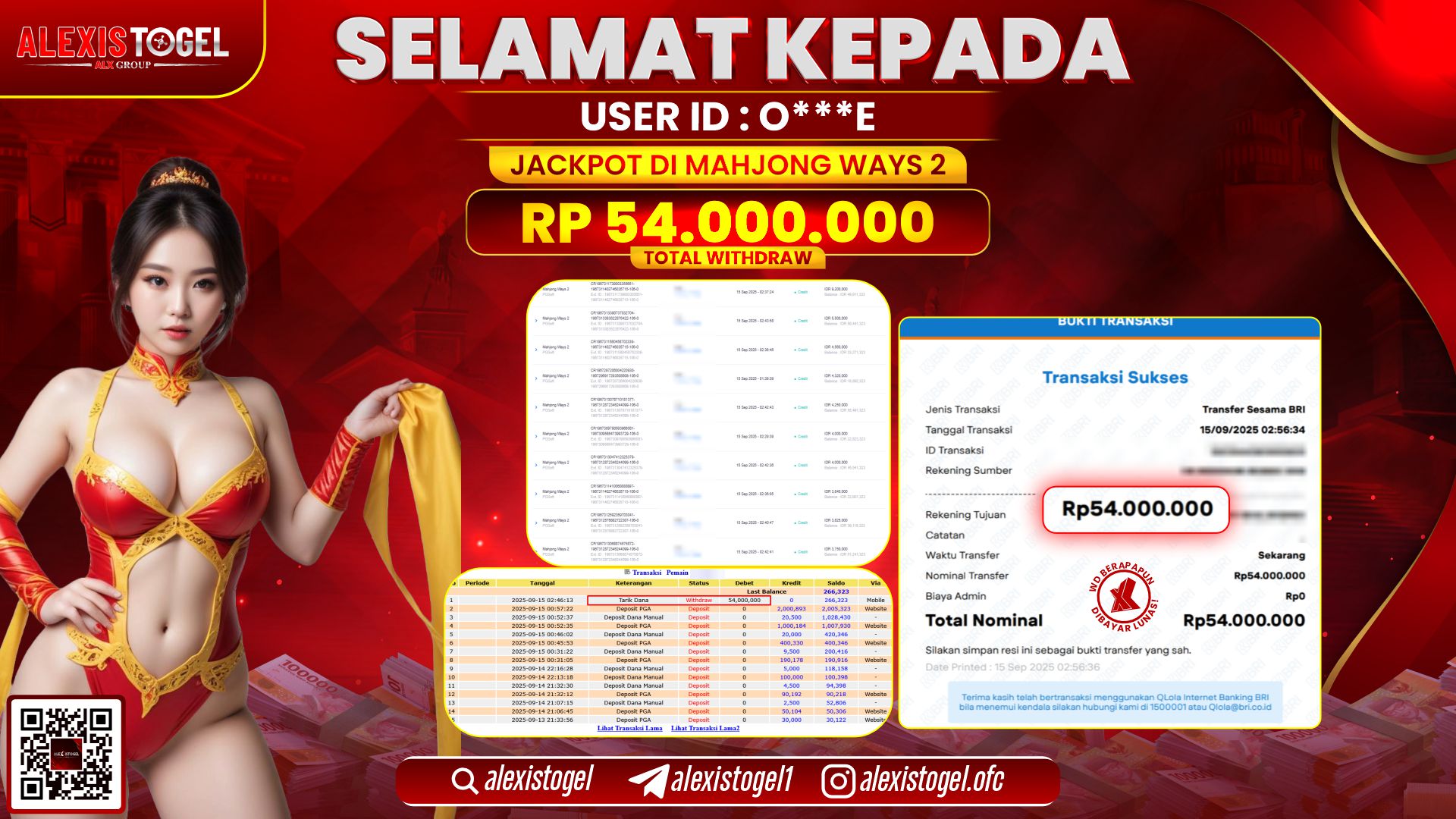 ALEXISTOGEL di SLOT MAHJONG WAYS 2 RP.54.000.000, LUNAS