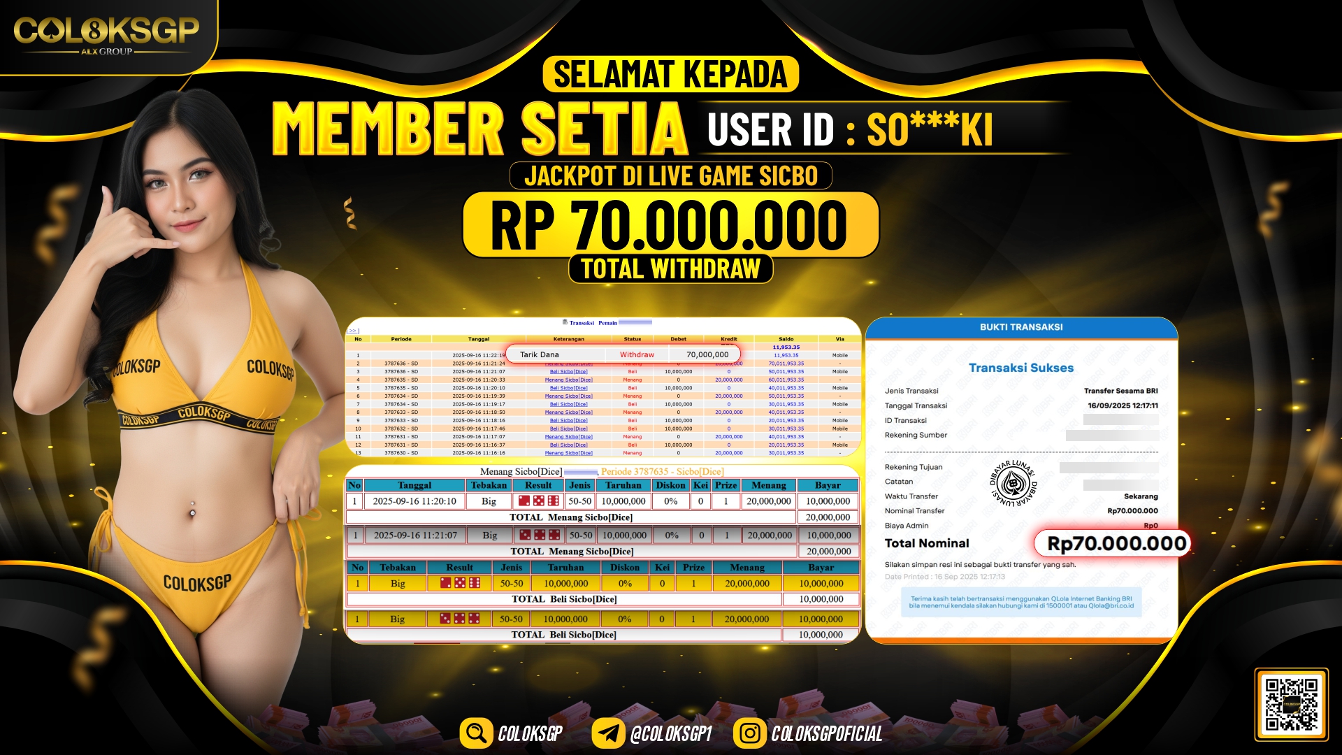 COLOKSGP JACKPOT LIVE GAME SICBO