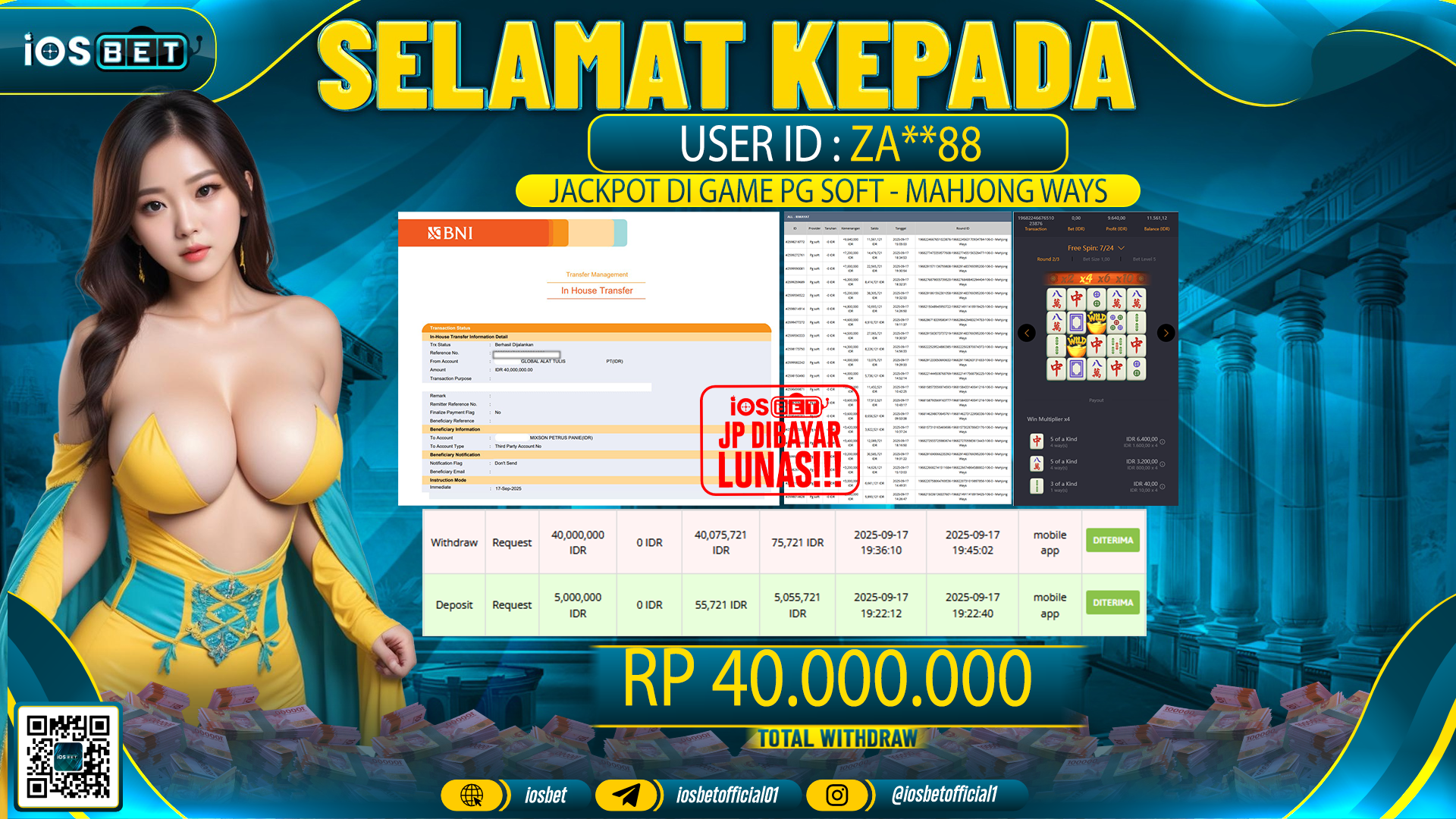 Bukti Pembayaran LUNAS SLOT GAME GACOR Rp.40.000.000