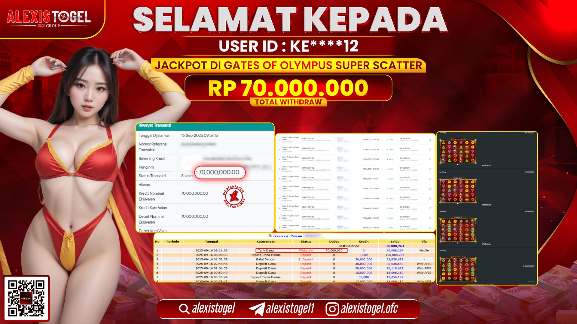 ALEXISTOGEL di SLOT GATES OF OLYMPUS SUPER SCATTER RP.70.000.000, LUNAS