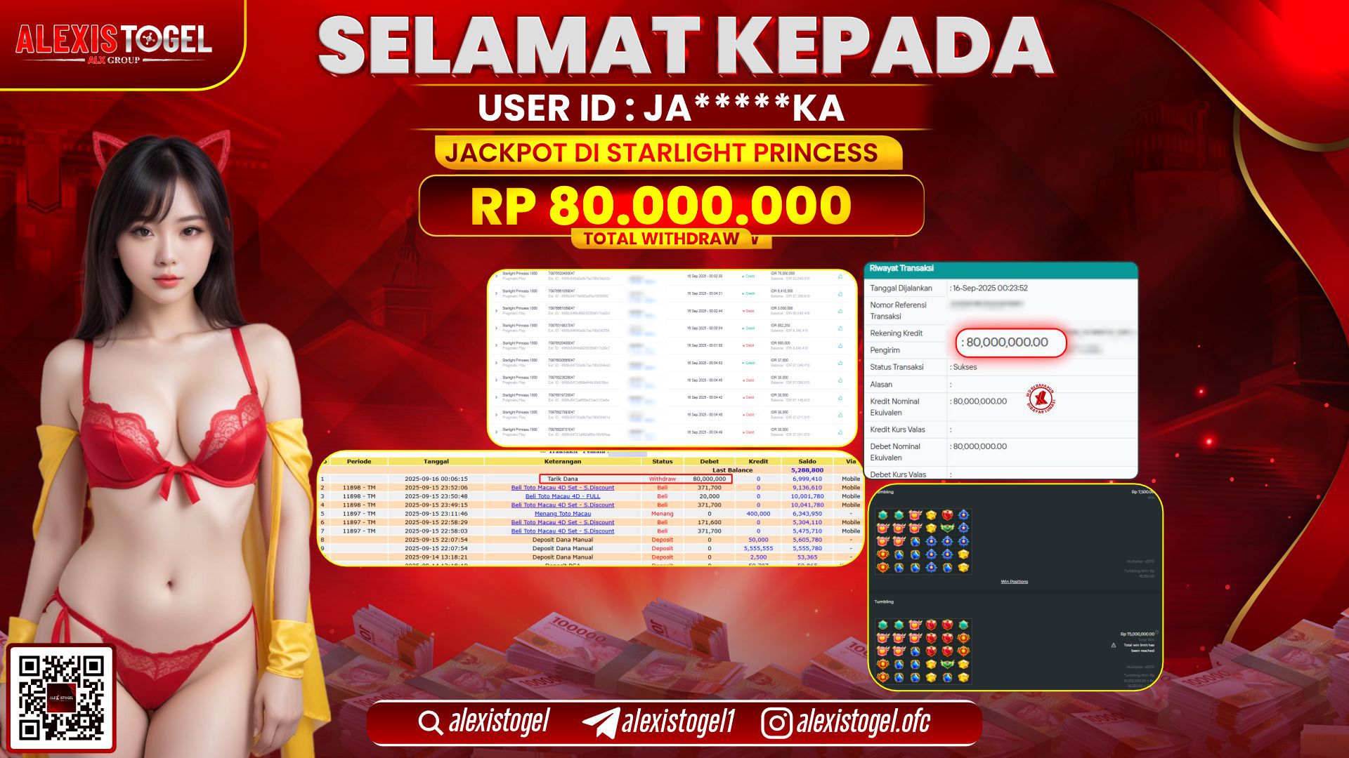 ALEXISTOGEL di SLOT STARLIGHT PRINCESS RP.80.000.000, LUNAS