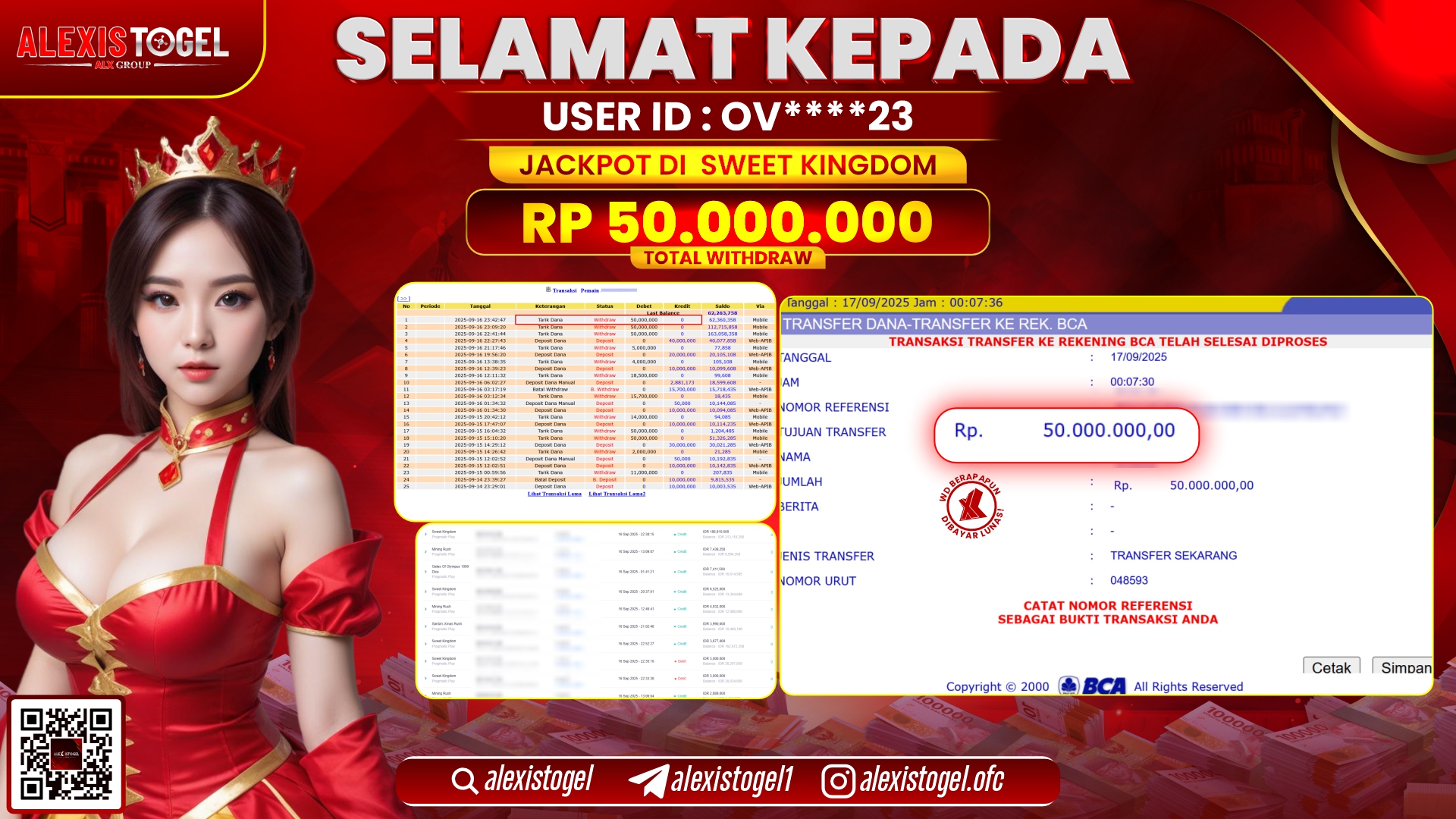 ALEXISTOGEL di SLOT SWEET KINGDOM RP.50.000.000, LUNAS