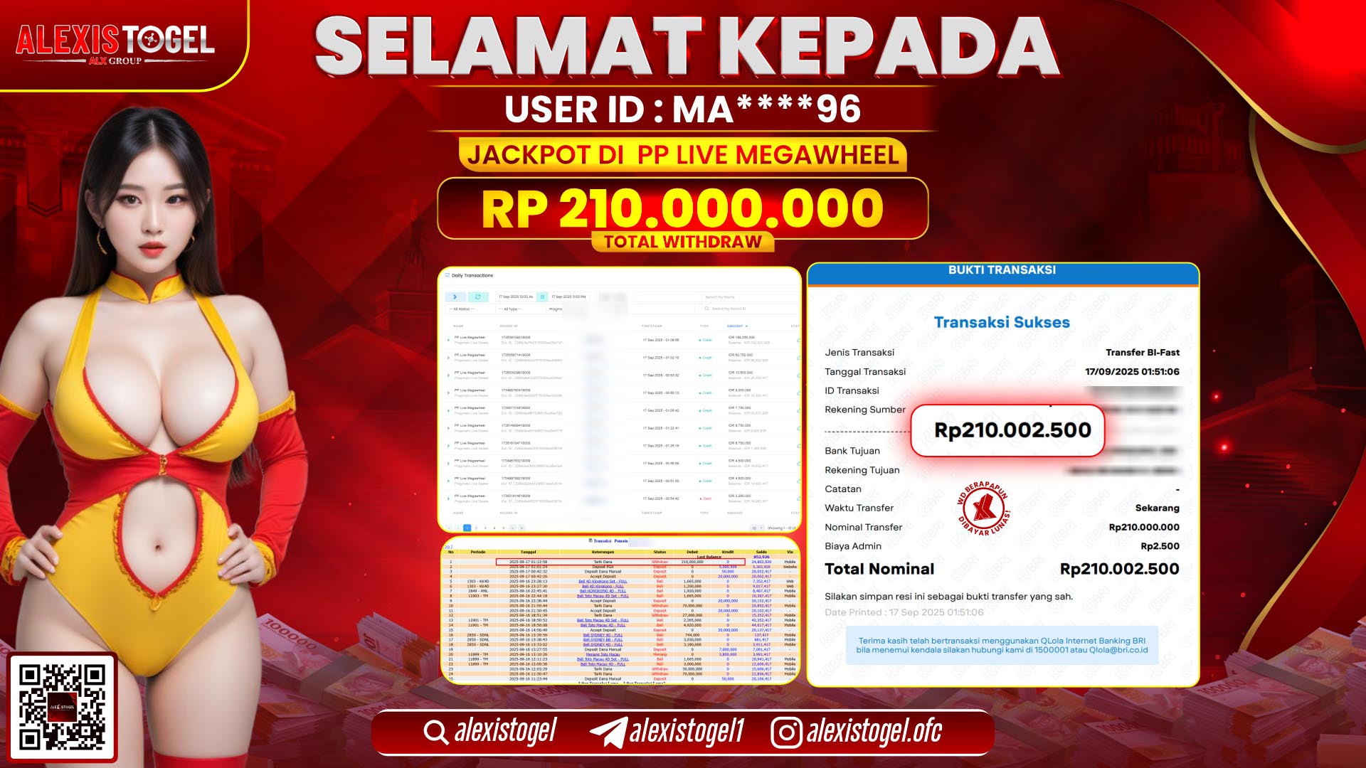 ALEXISTOGEL di PP LIVE MEGAWHEEL RP.210.000.000, LUNAS